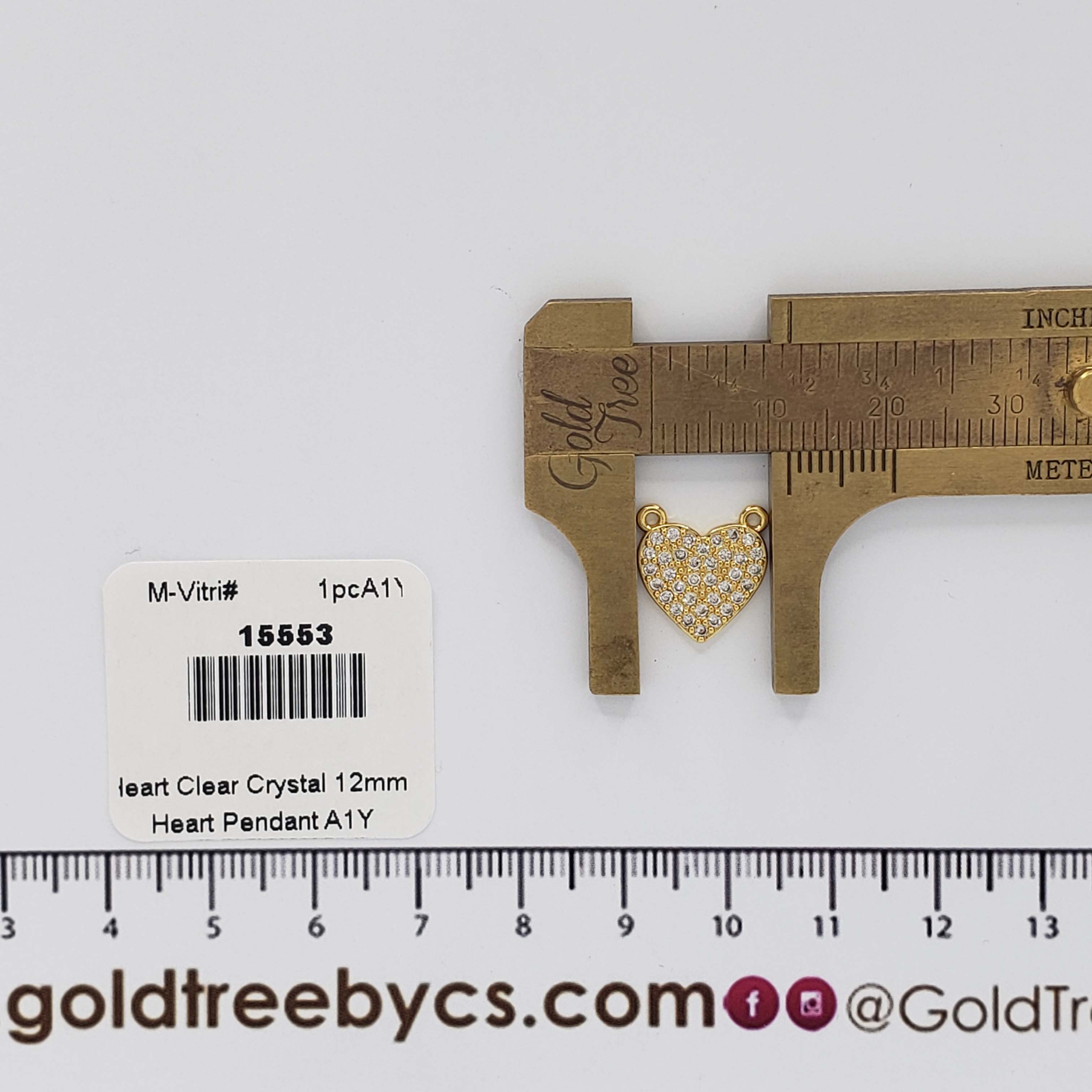 15553 Cadena Corazón de Cristal Transparente