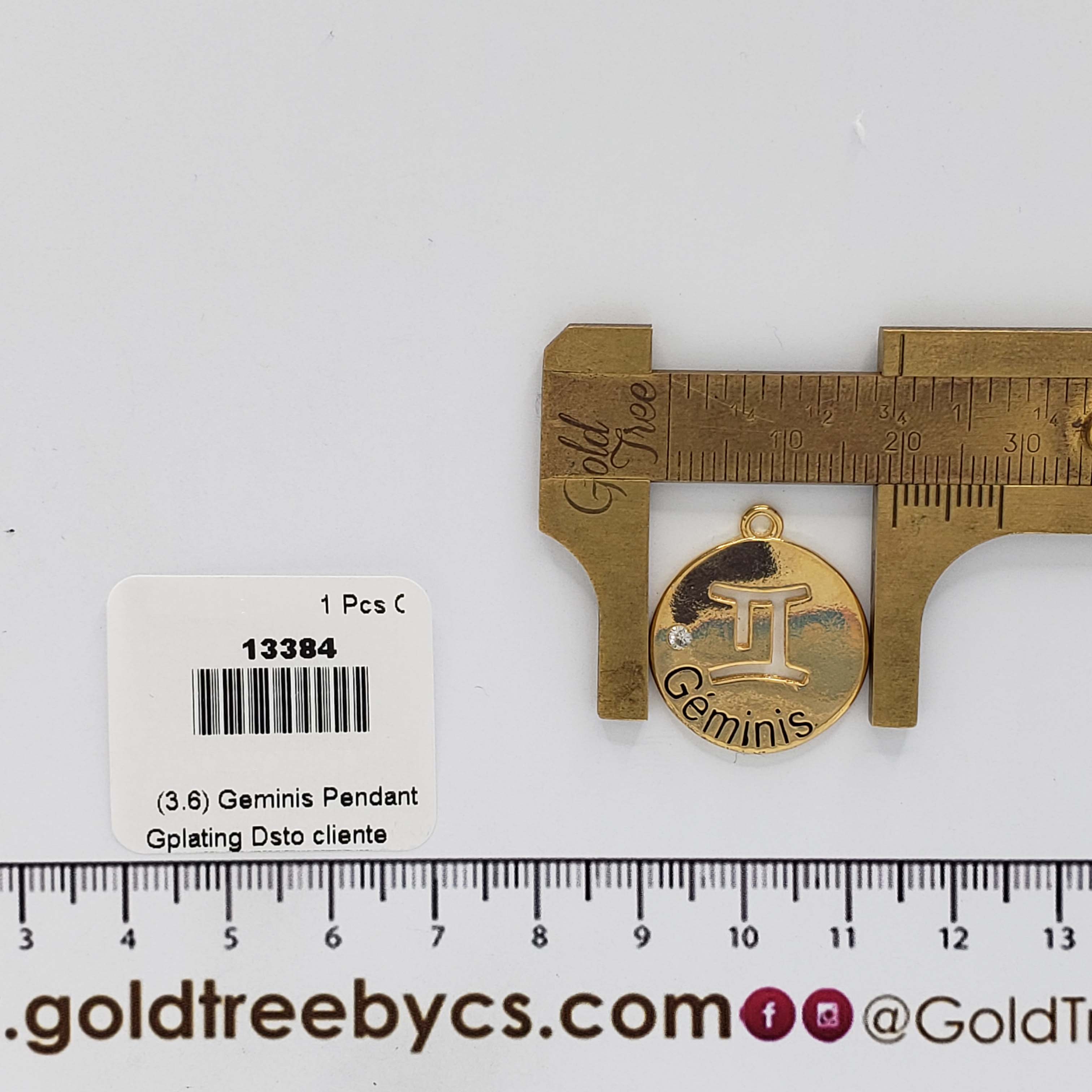 13384 Round Golden Geminis Pendant