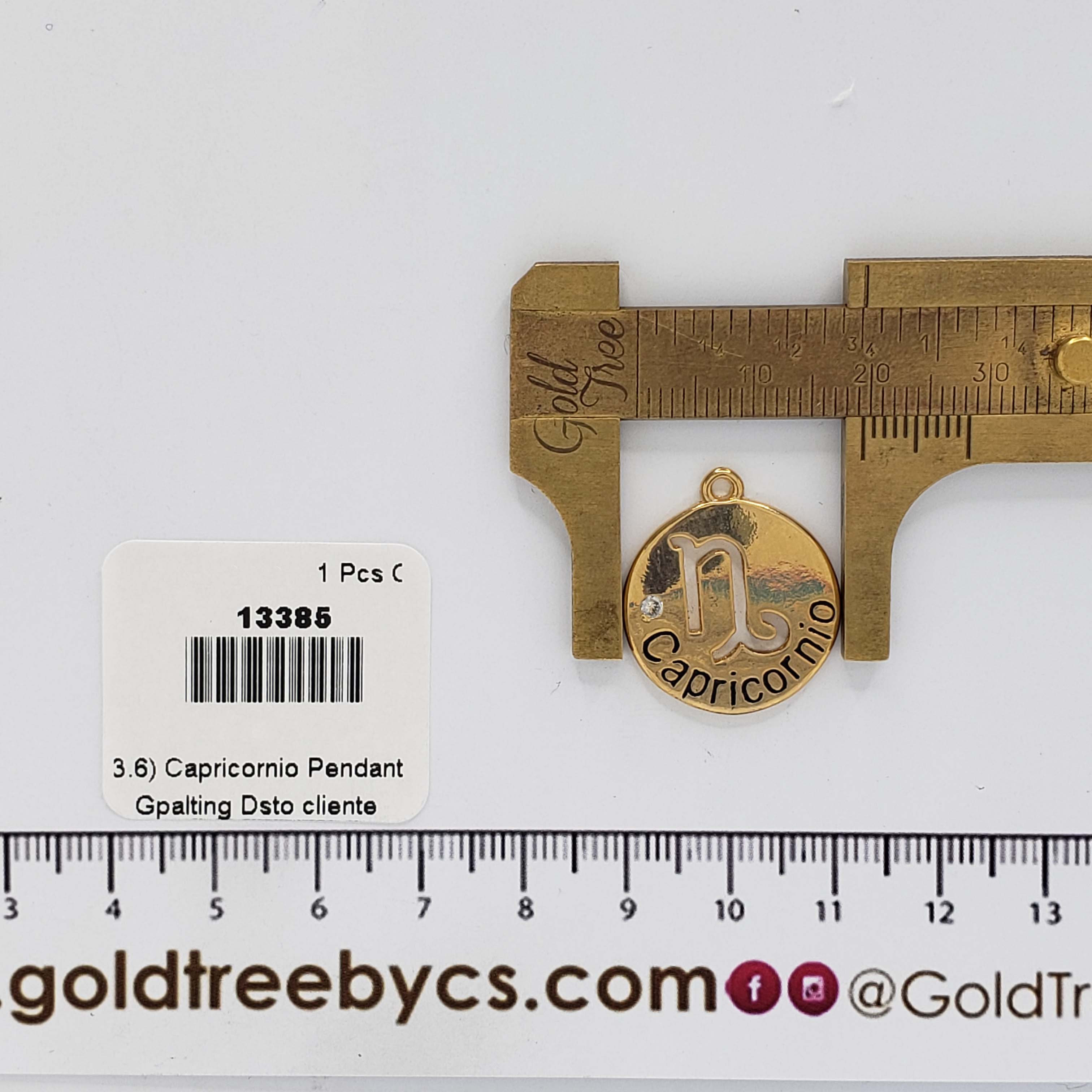 13385 Golden Capricornio Pendant