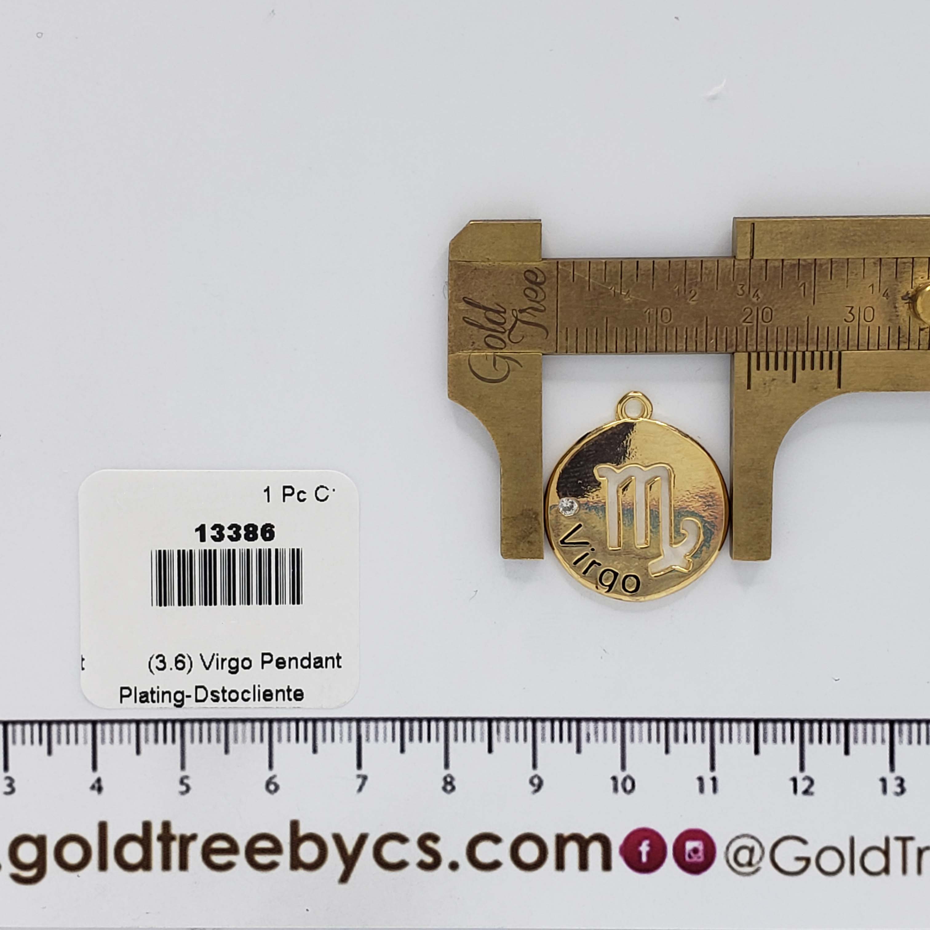 13386 Round Golden Virgo Pendant