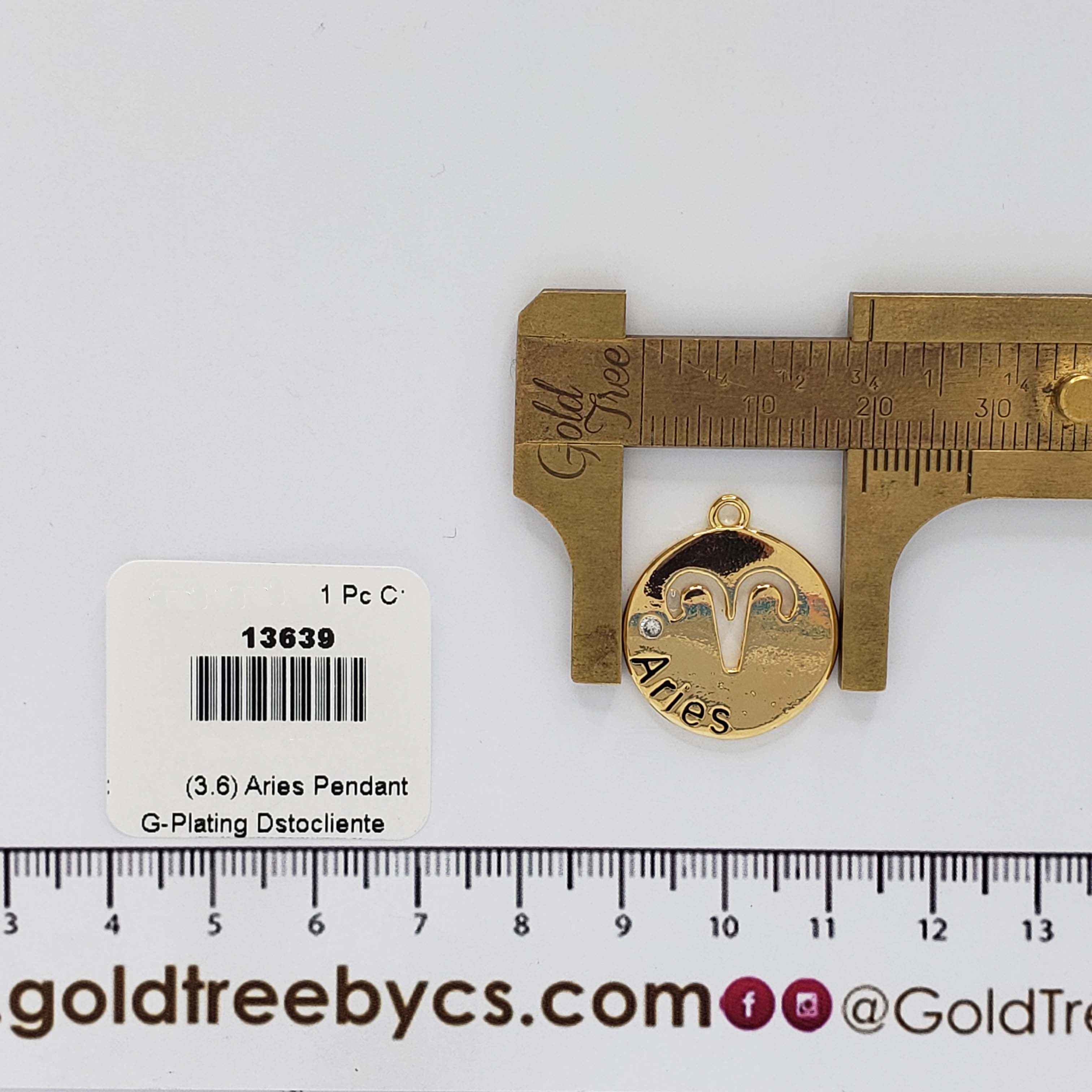 13639 Round Gold Aries Pendant