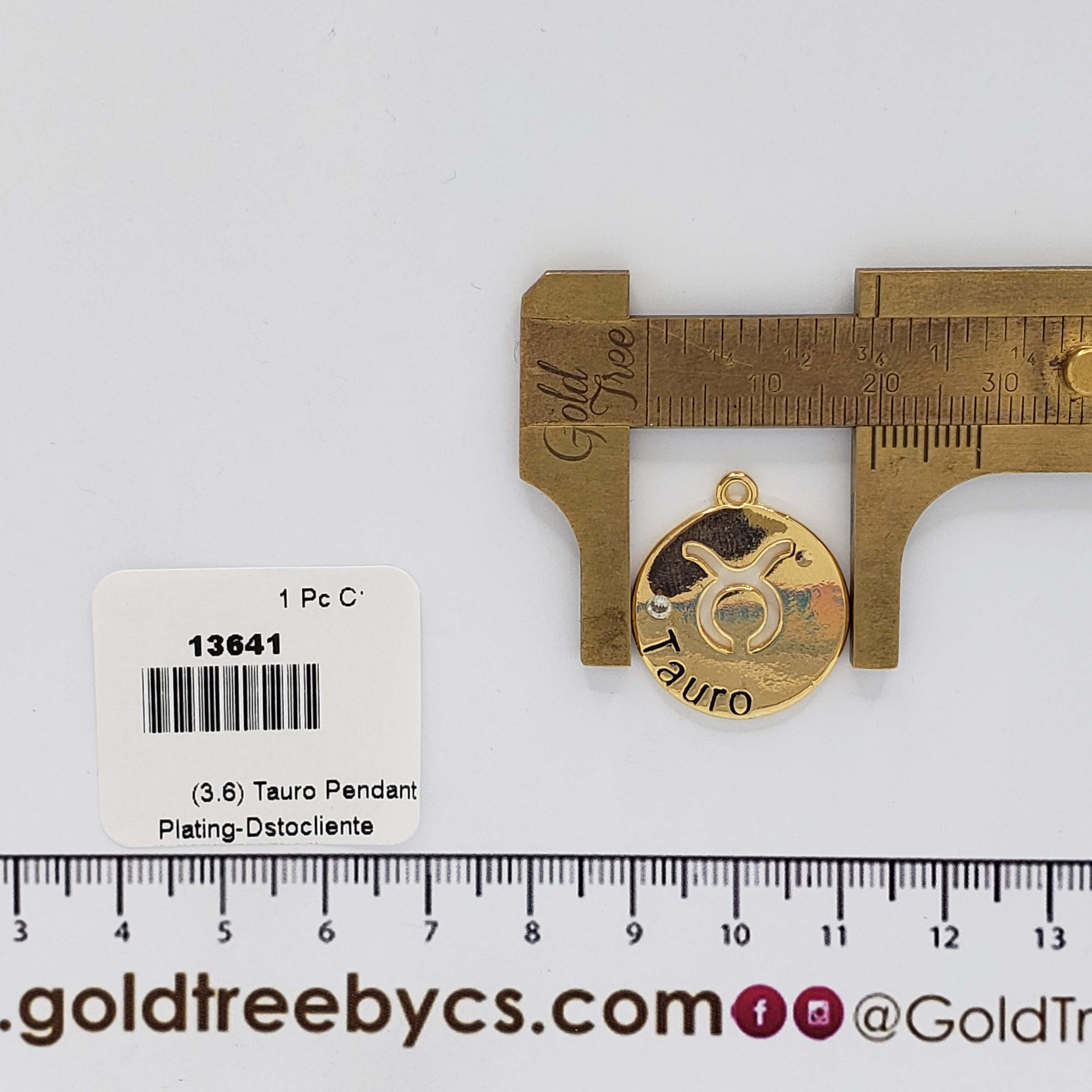13641 Round Golden Tauro Pendant