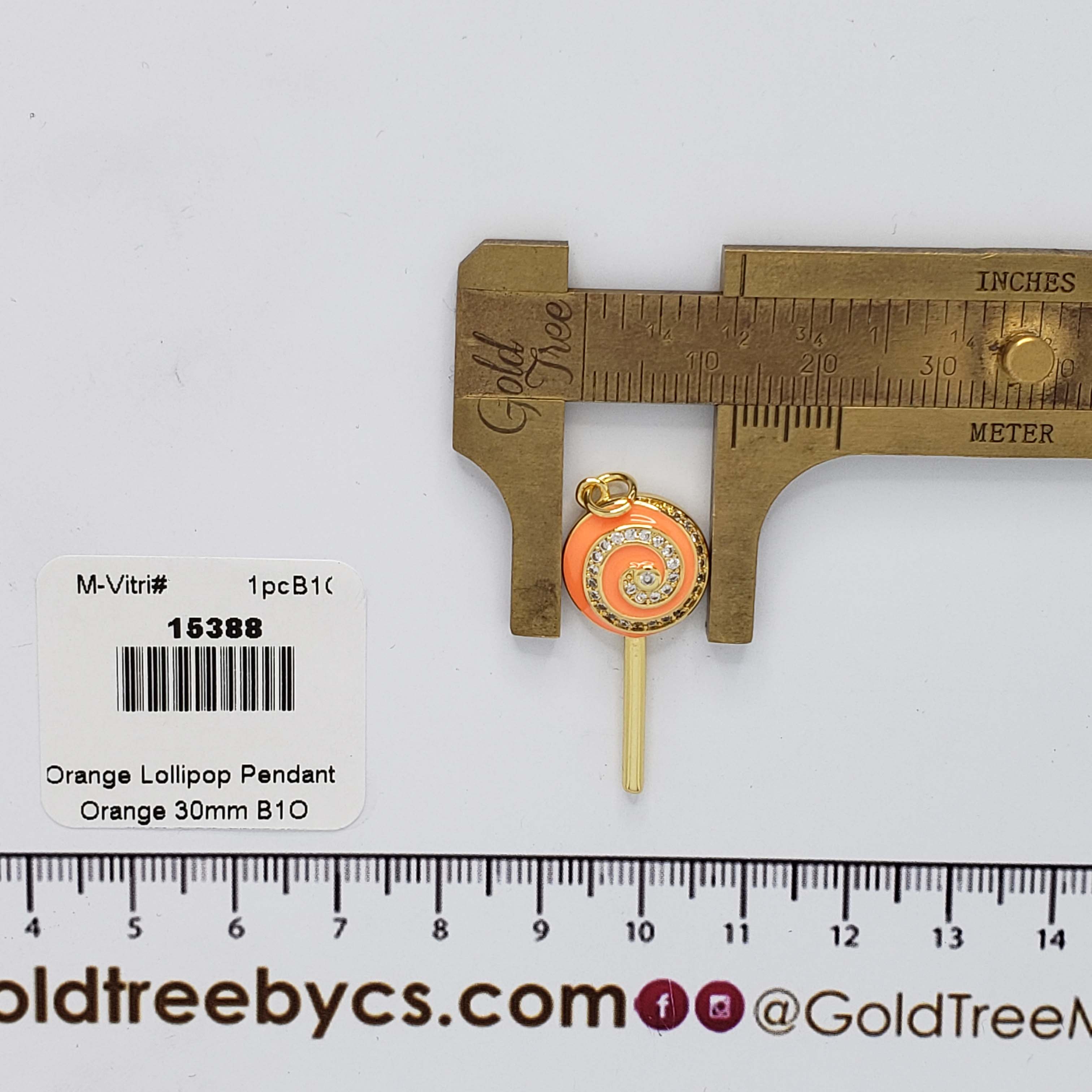 15388 Orange Lollipop Pendant