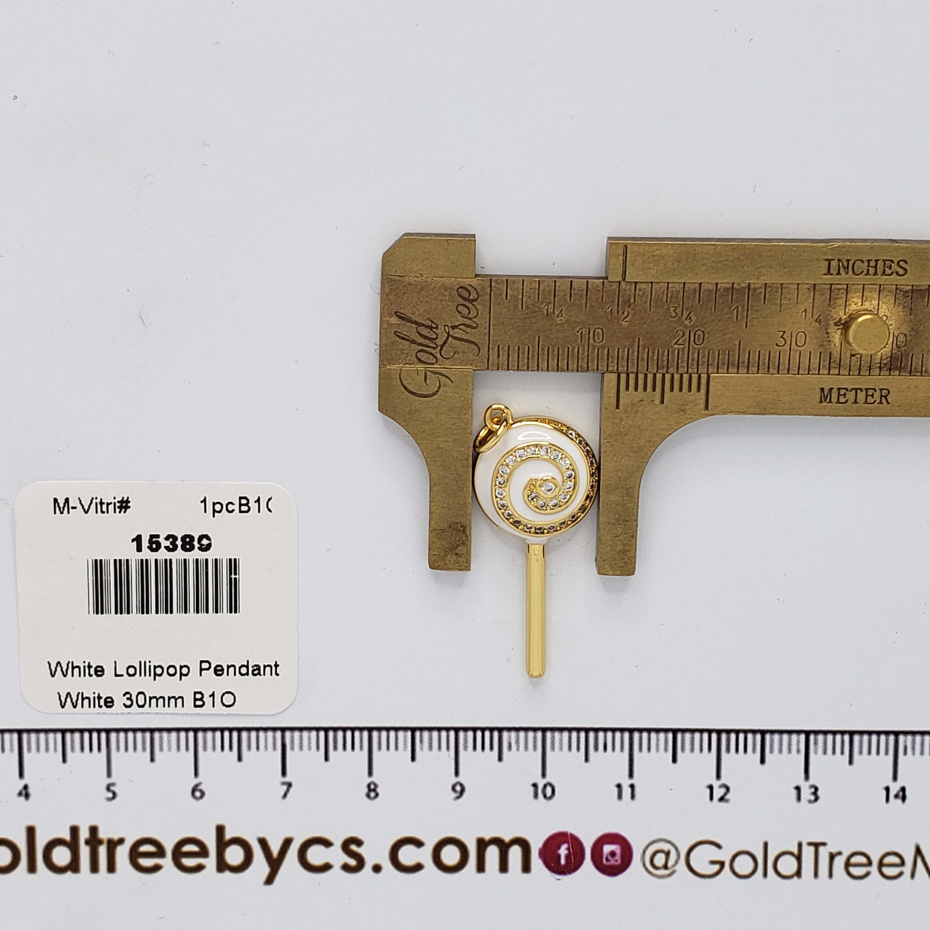 15389 White Lollipop Pendant