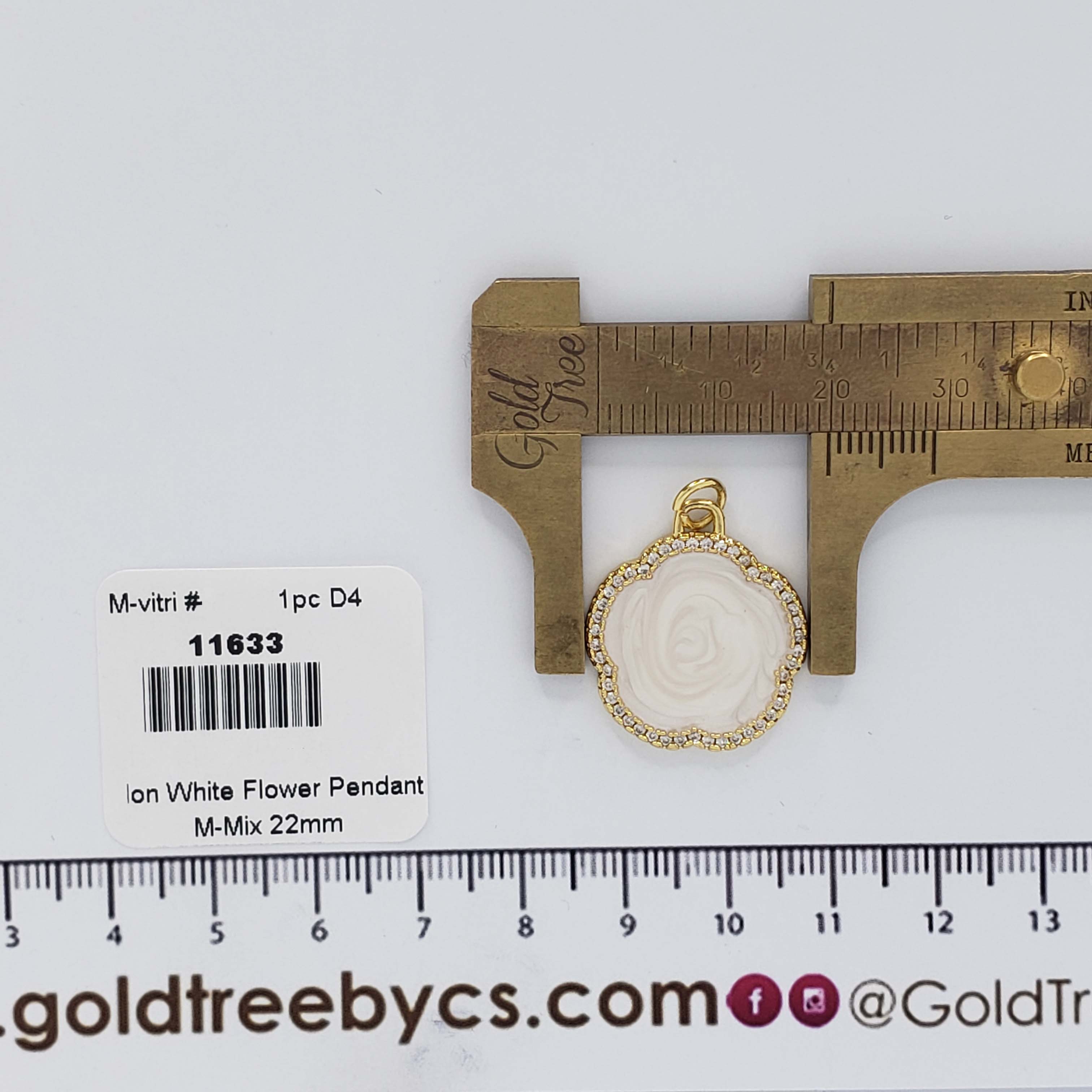 11633 Crystal White Rose Pendant