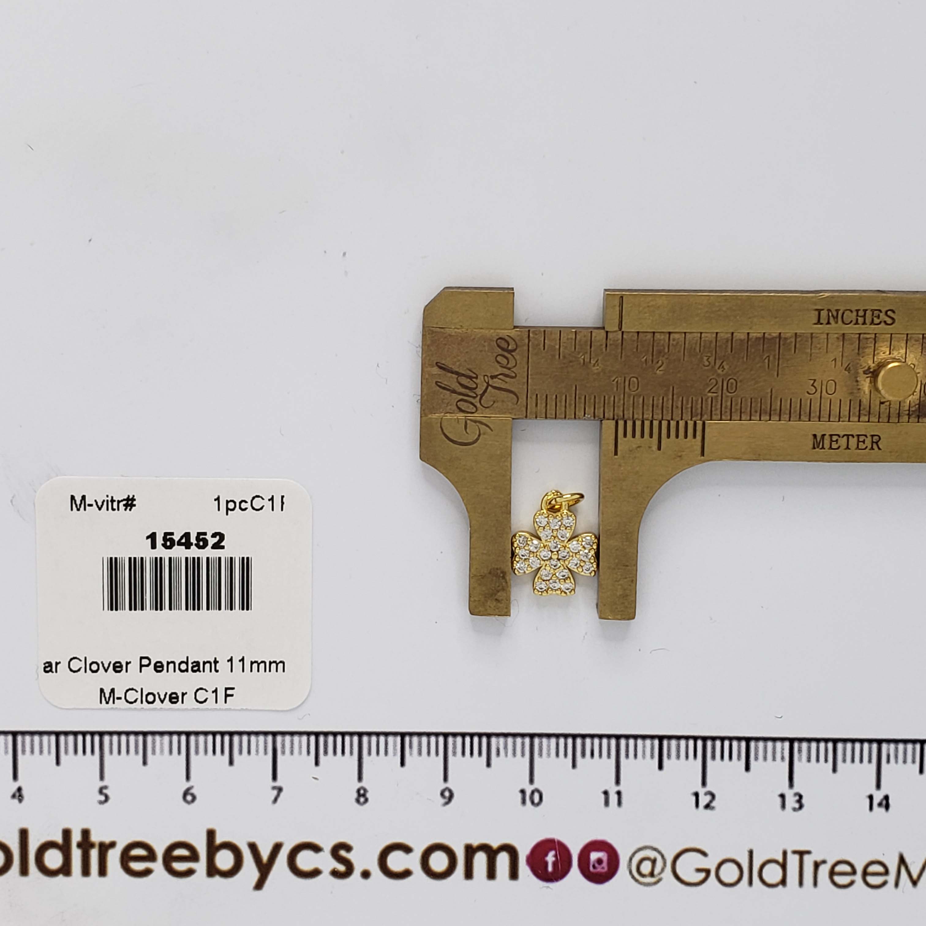 15452 Clear Crystal Gold Clover Pendant