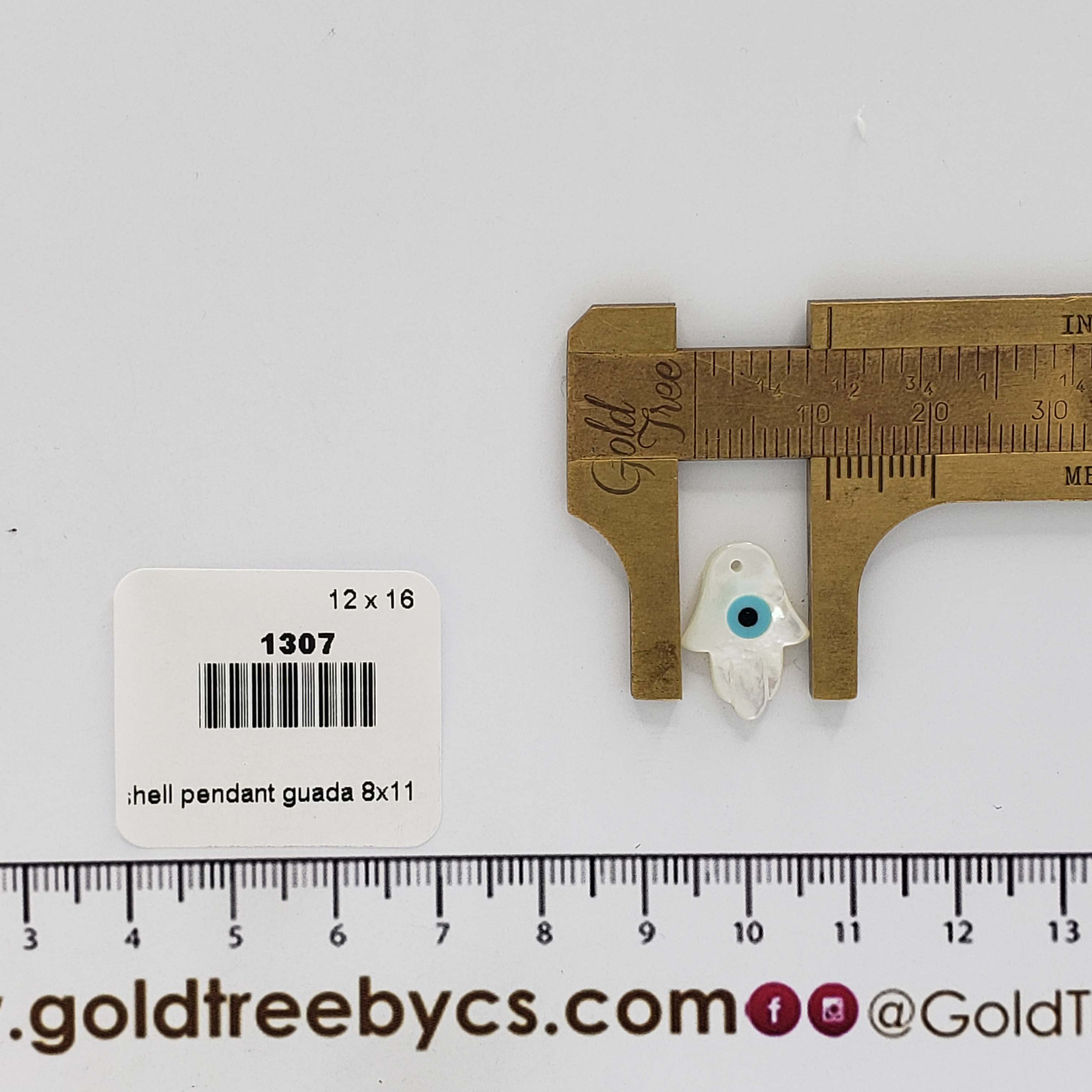 1307 White Hamsa Shell Pendant