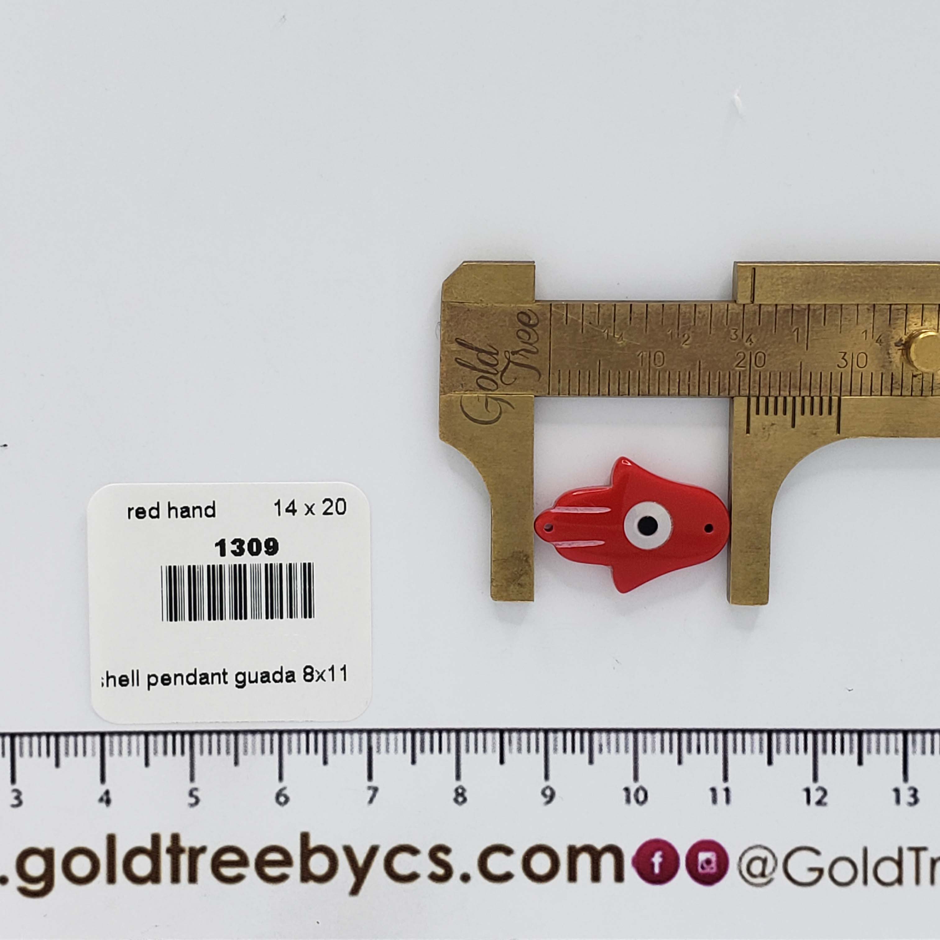 1309 Conector Concha Hamsa Rojo