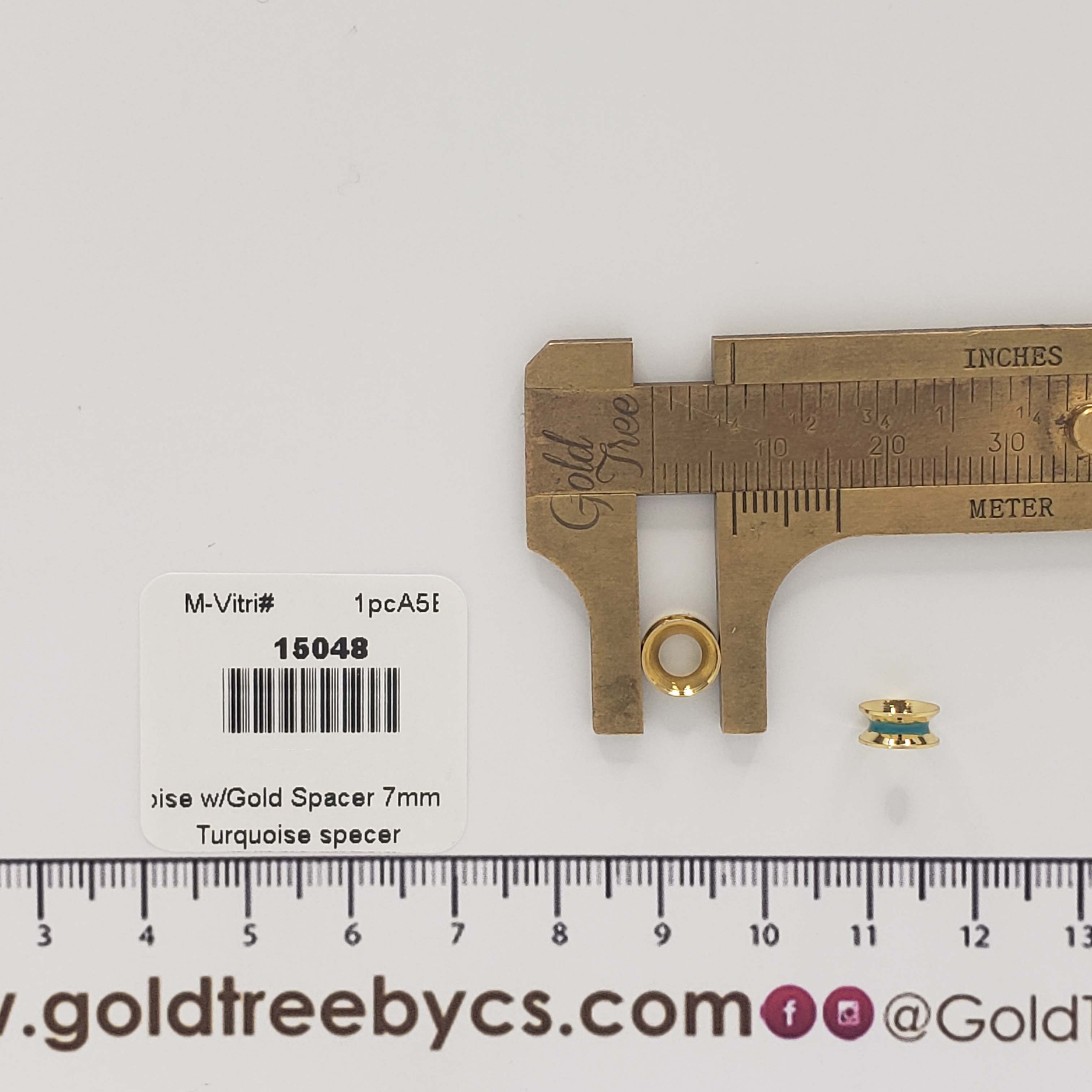 15048 Turquoise with Gold Spacer 7mm