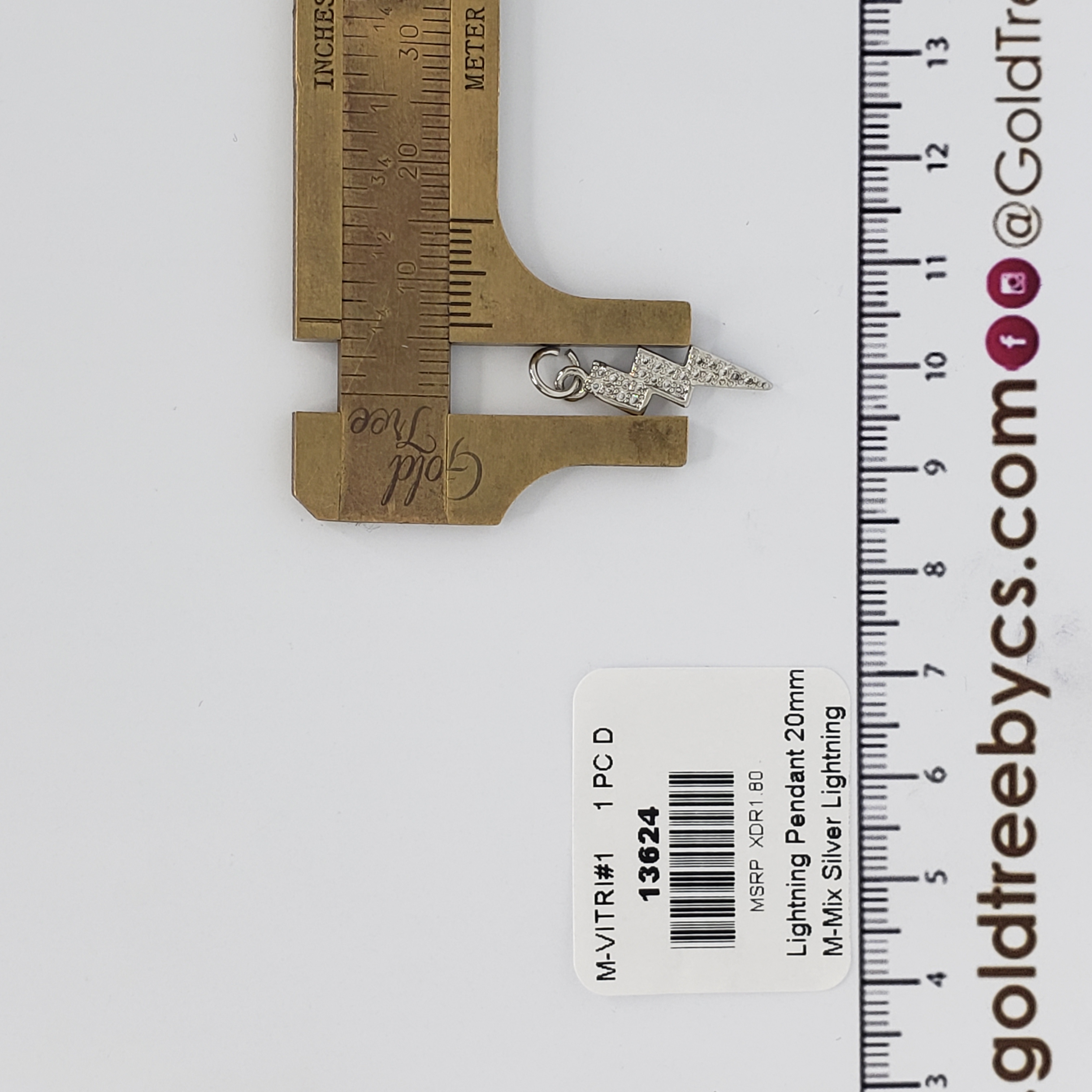 13624 Small Micropave Silver Lightning Pendant