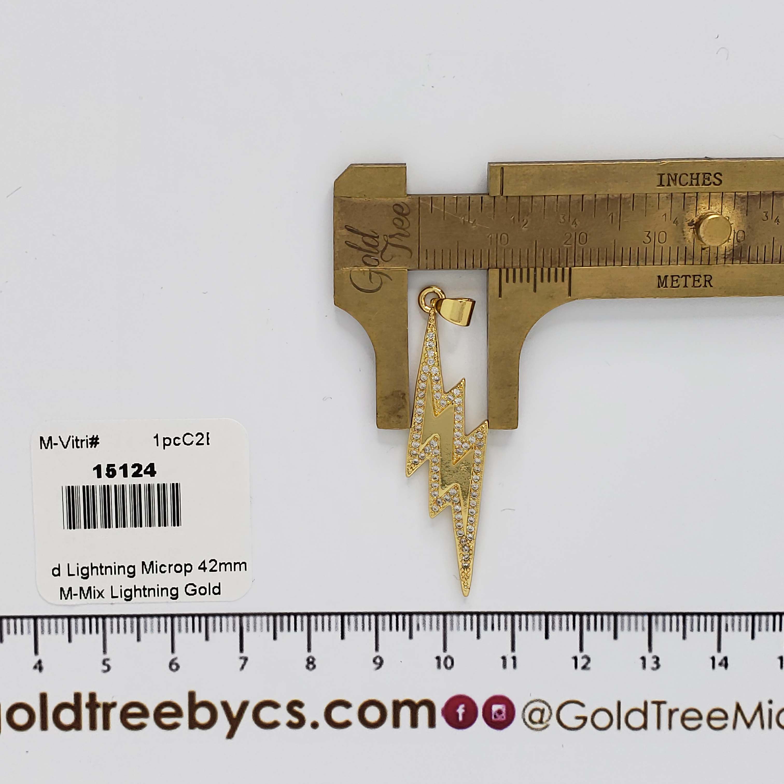 15124 Micropave Gold Lightning Charm