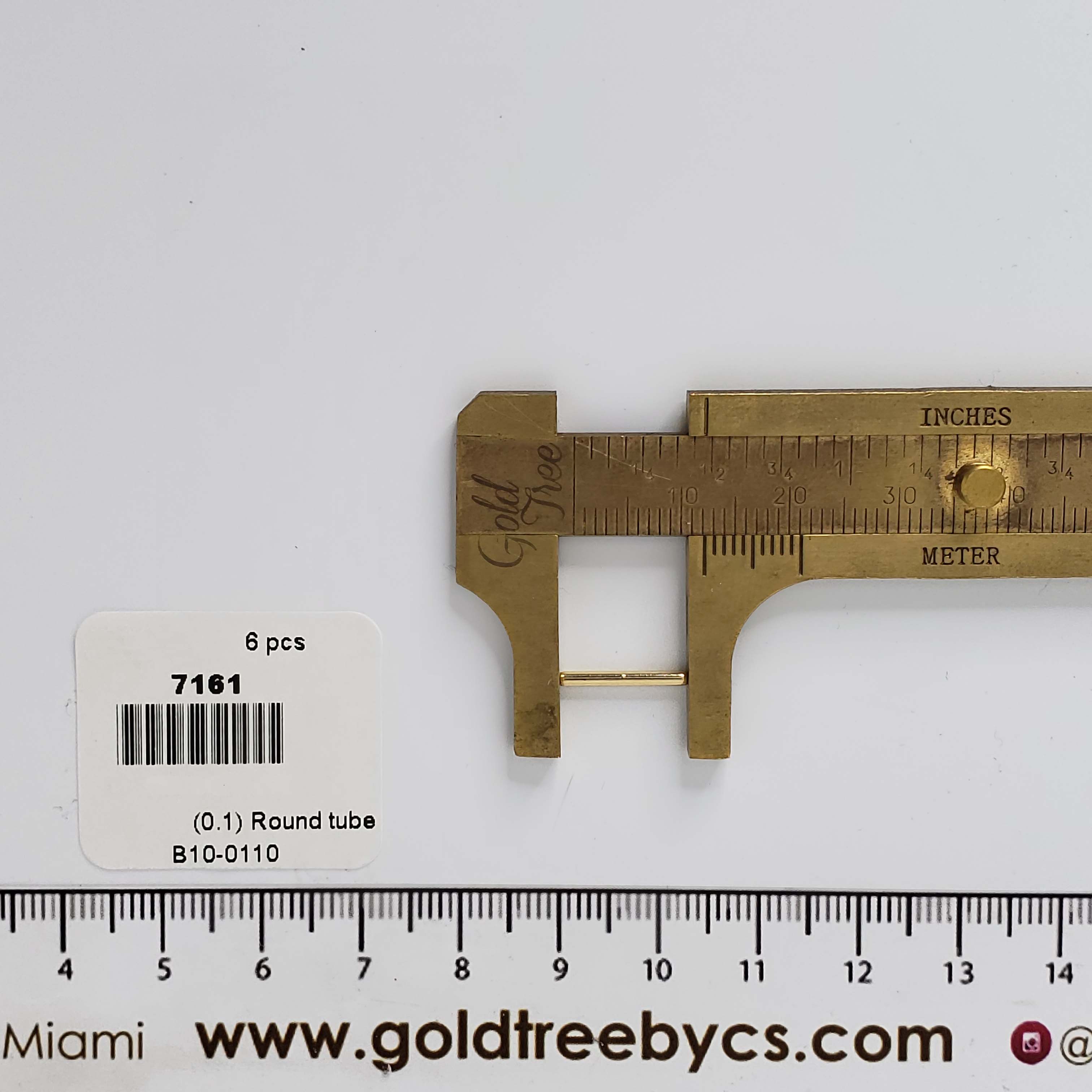 7161 Gold Round Tube Bar 12mm