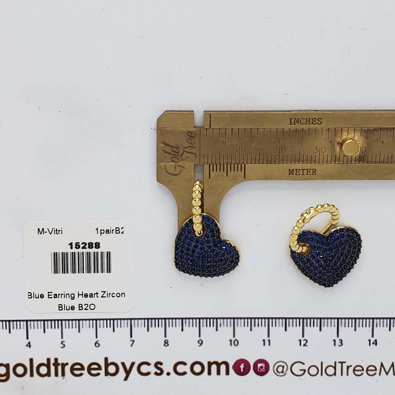 15288 Blue Earring Heart Zircon 