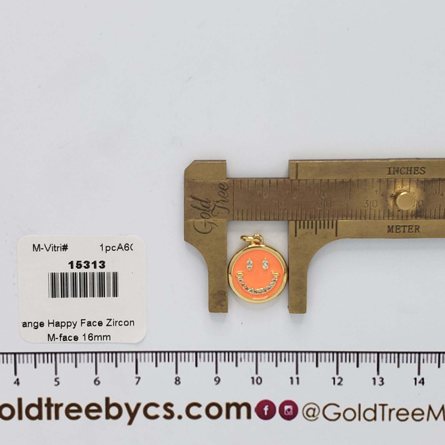 15313 Orange Micropave Happy Face Charm