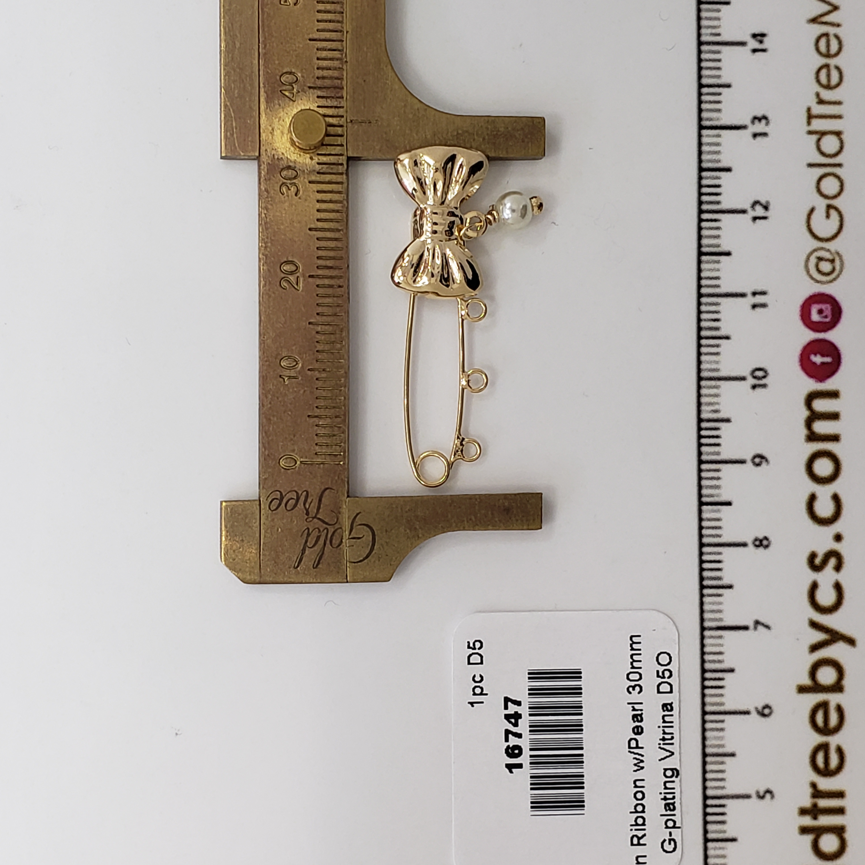 16747 Baby Pin Ribbon with Pearl