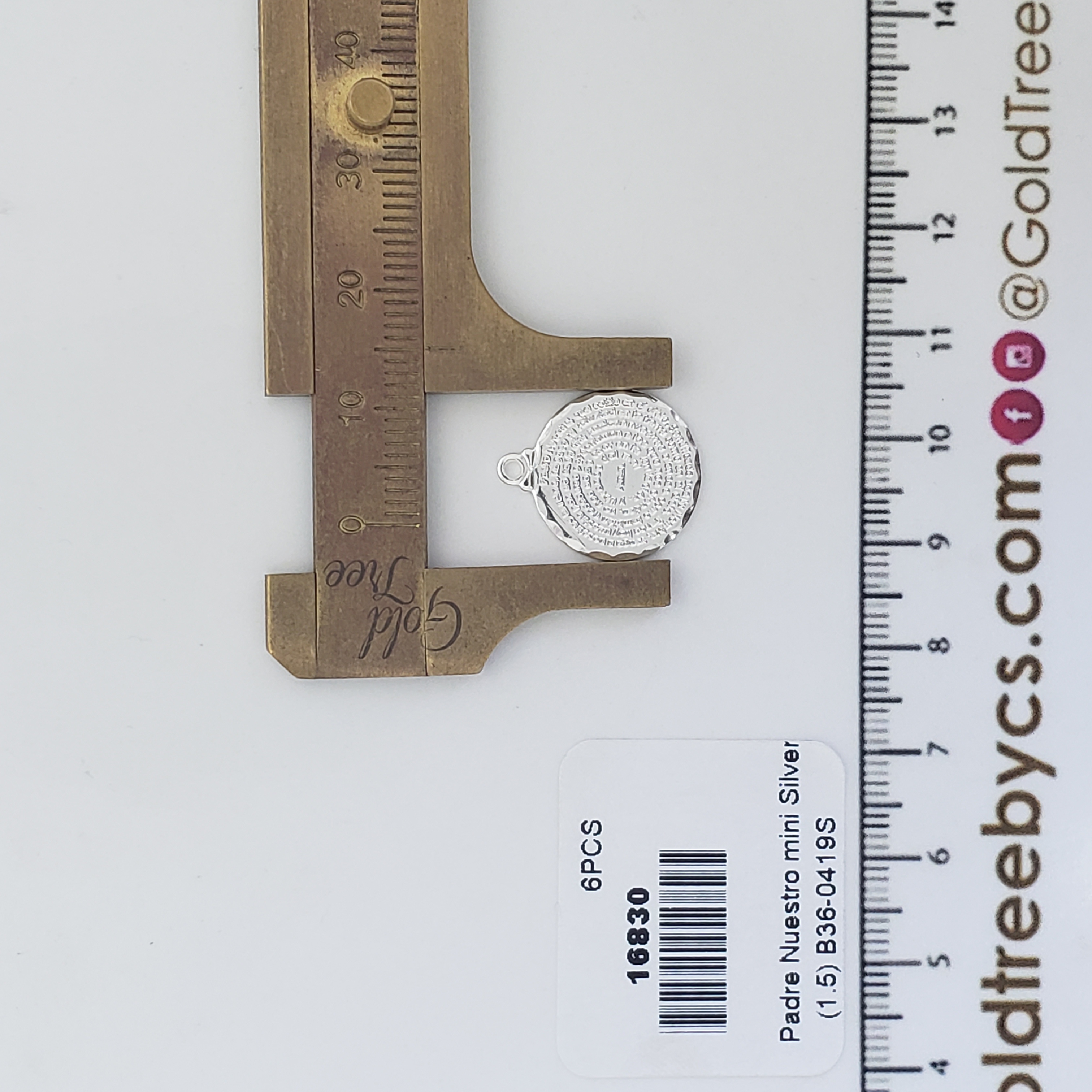 16830 Mini Silver Medal Padre Nuestro Charm