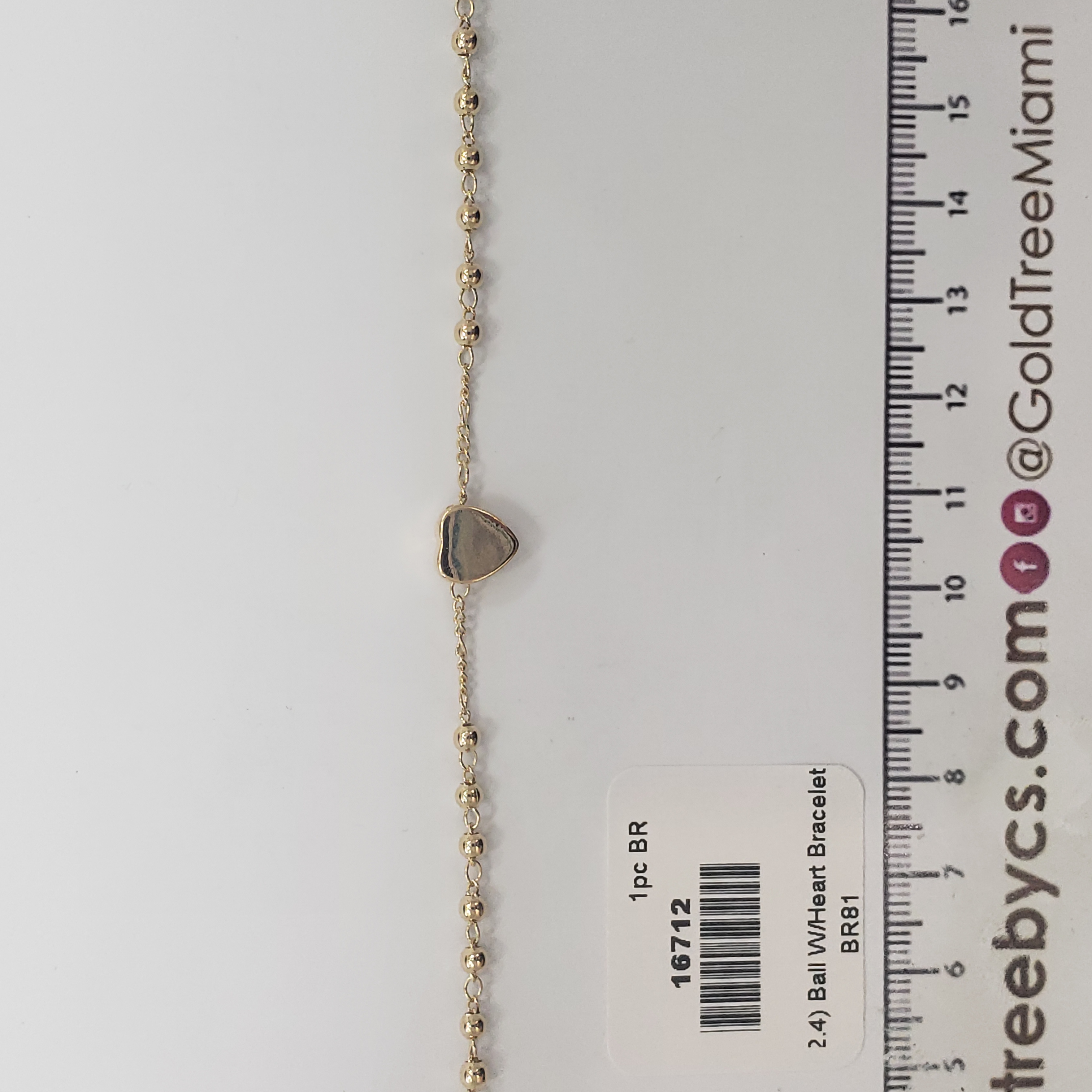 16712 Brazalete de Corazón de Oro con Bolas
