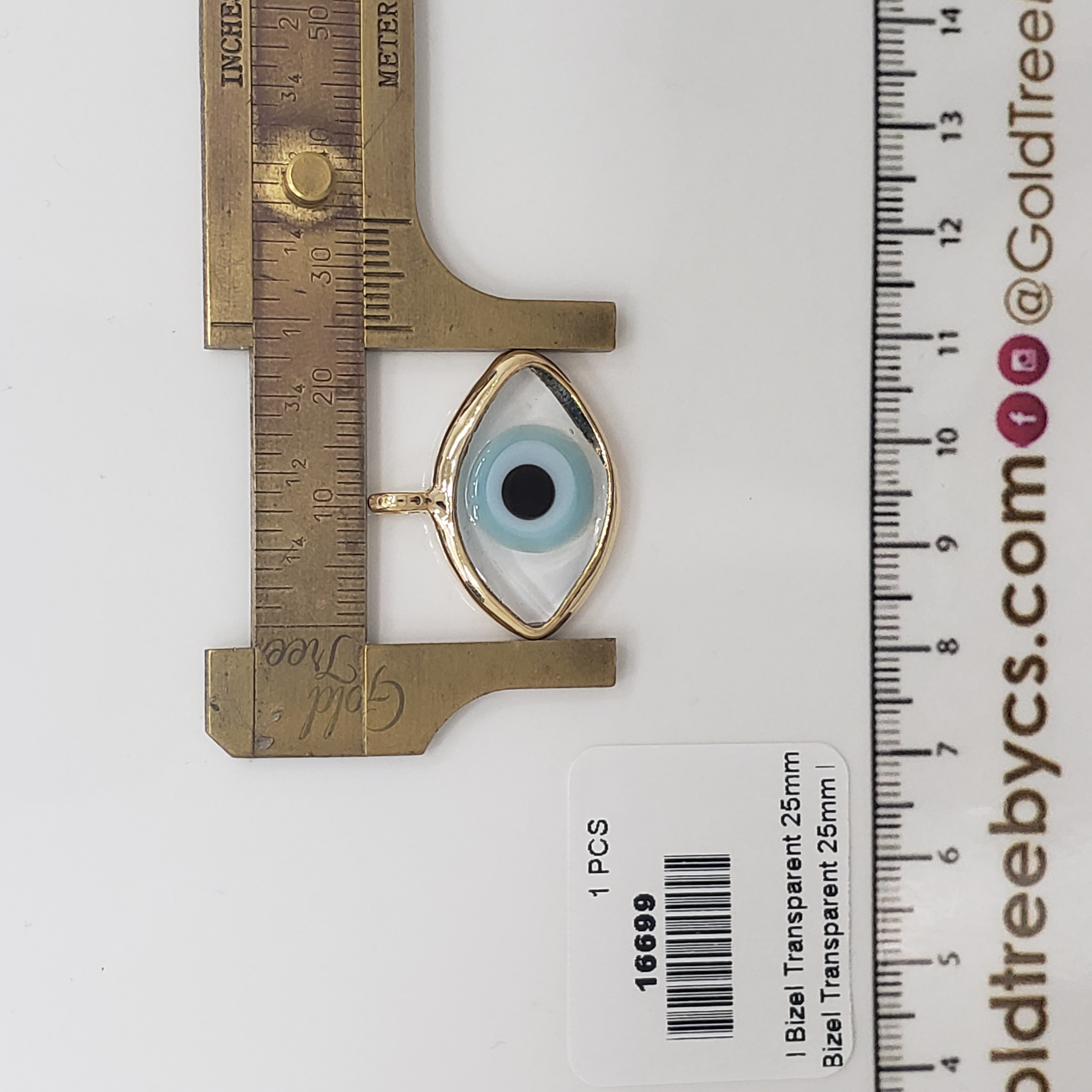 16699 Transparent with Eye Oval Bizel Pendant