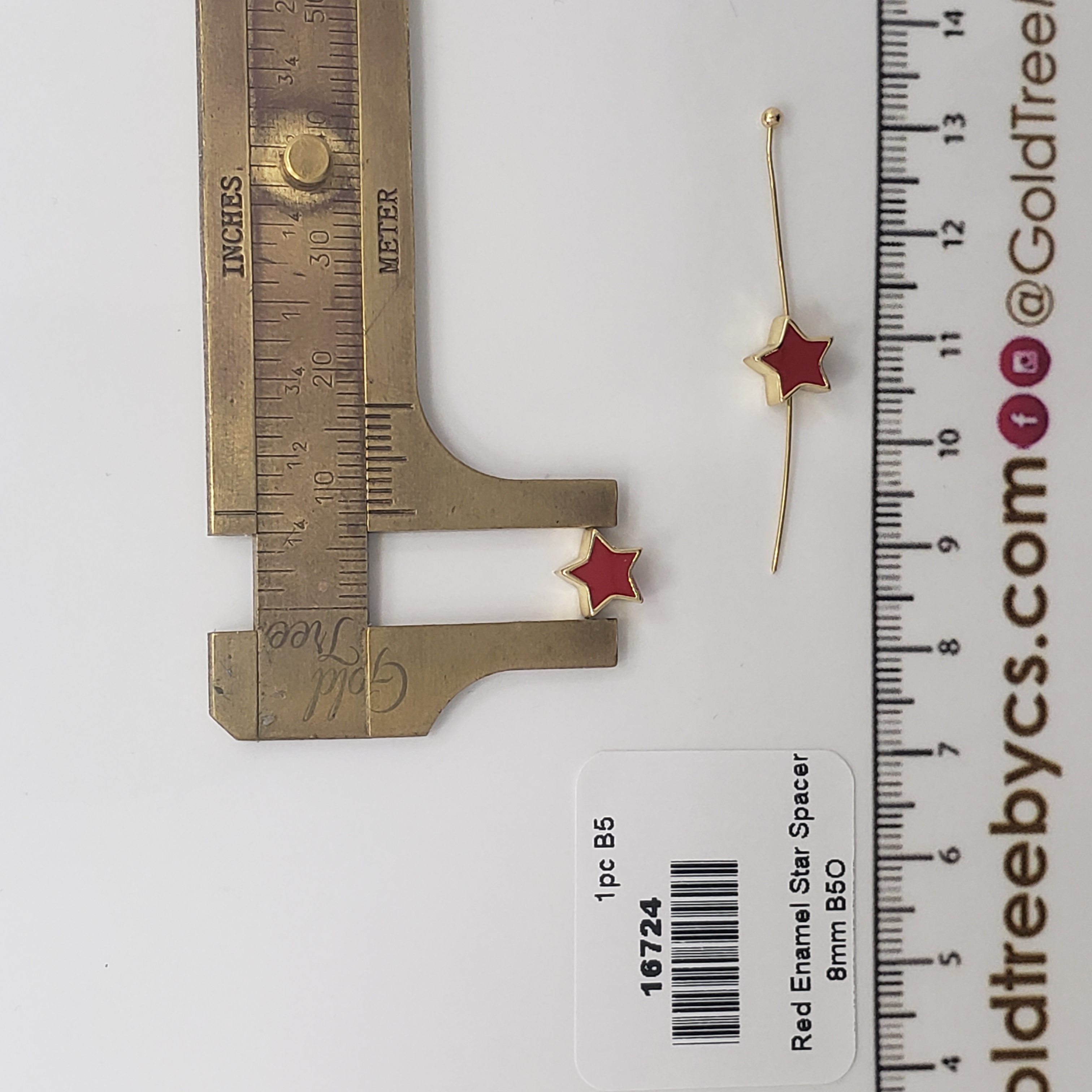 16724 Red Enamel Star Spacer