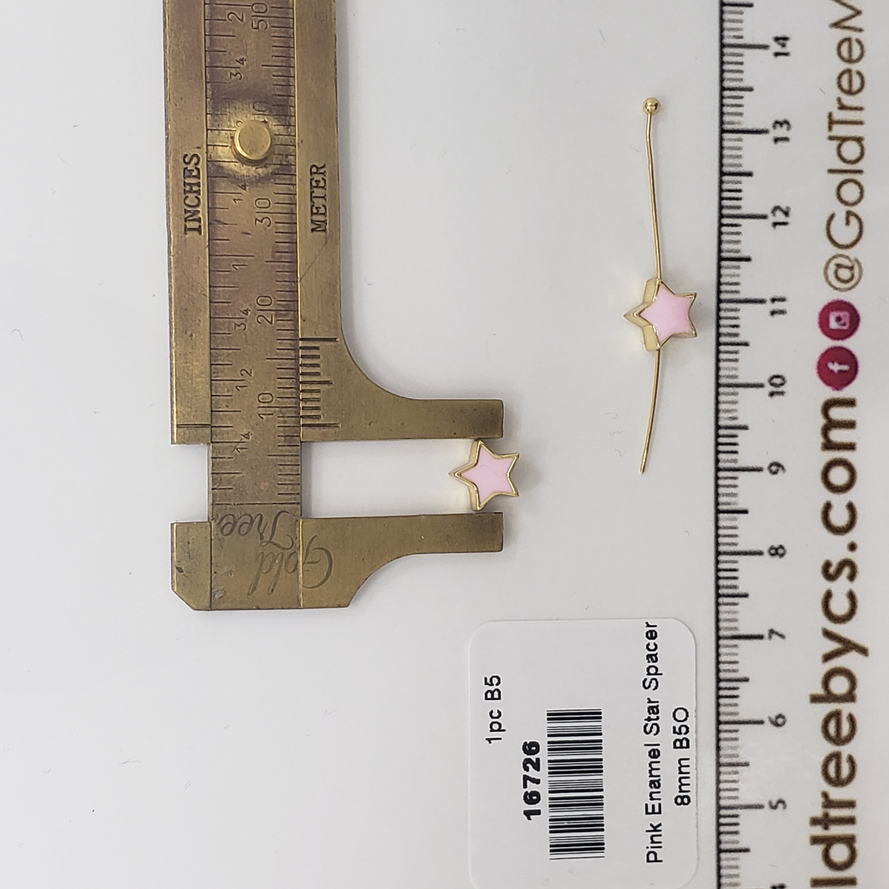 16726 Pink Enamel Star Spacer