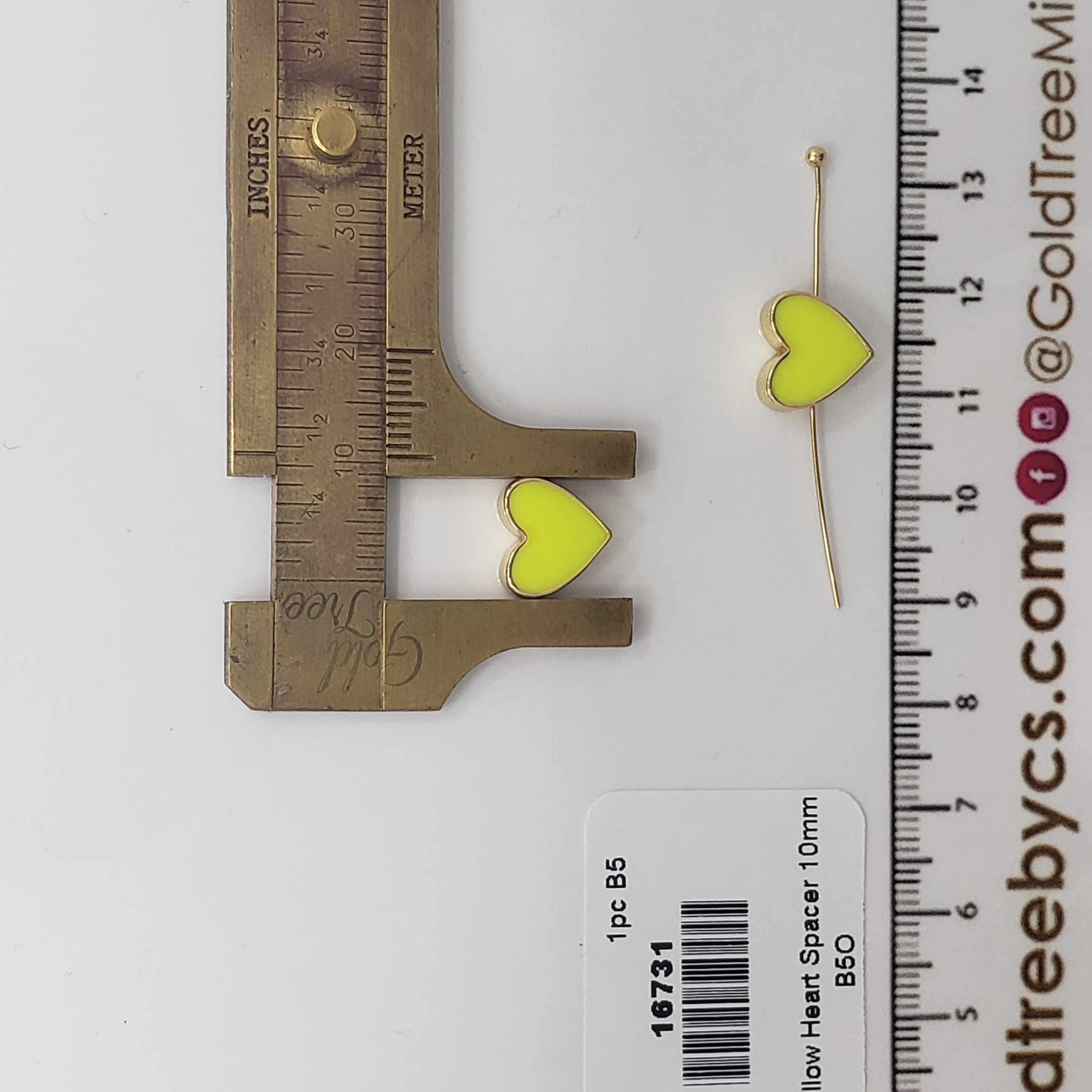 16731 10mm Yellow Enamel Heart Spacer