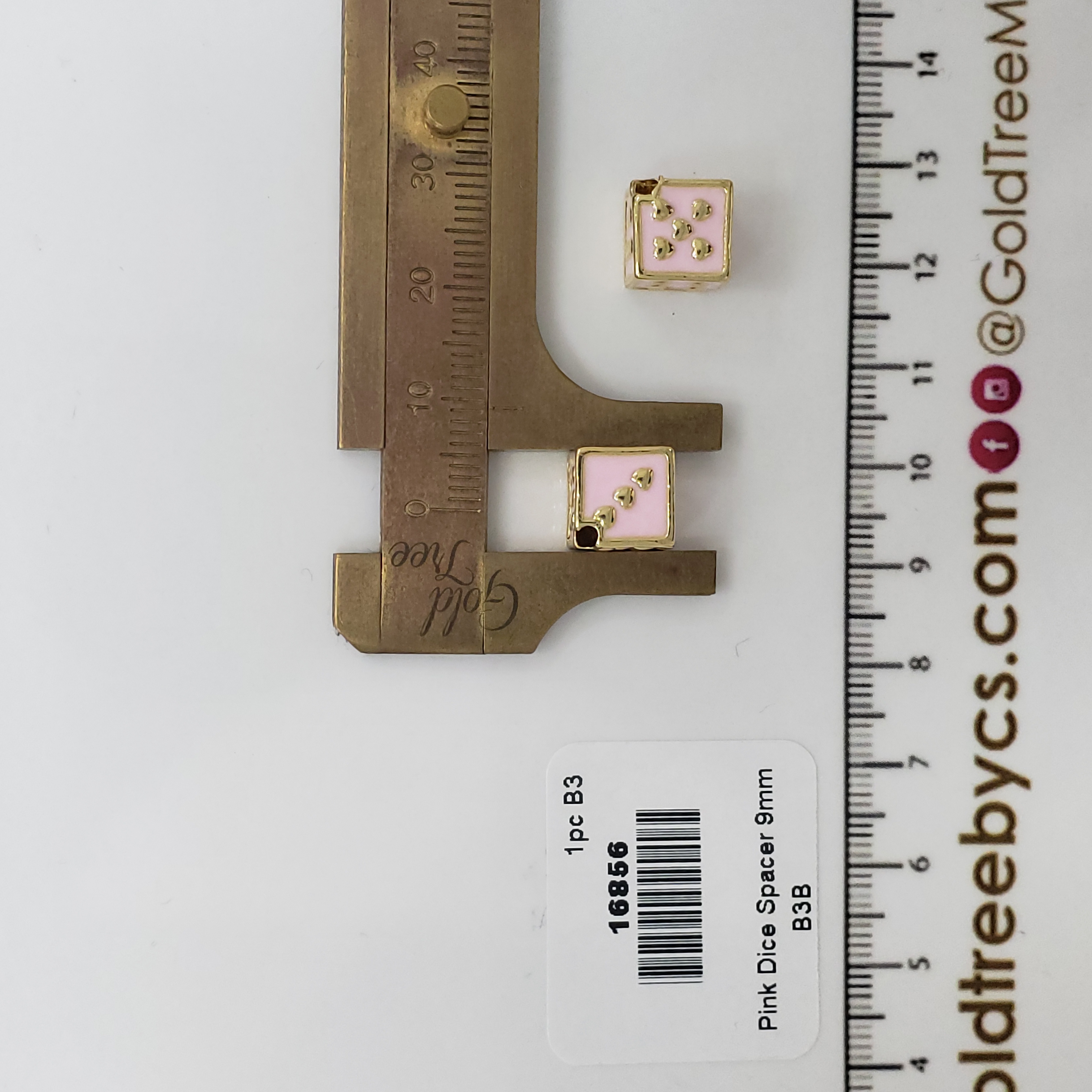 16856 Pink Dice Spacer