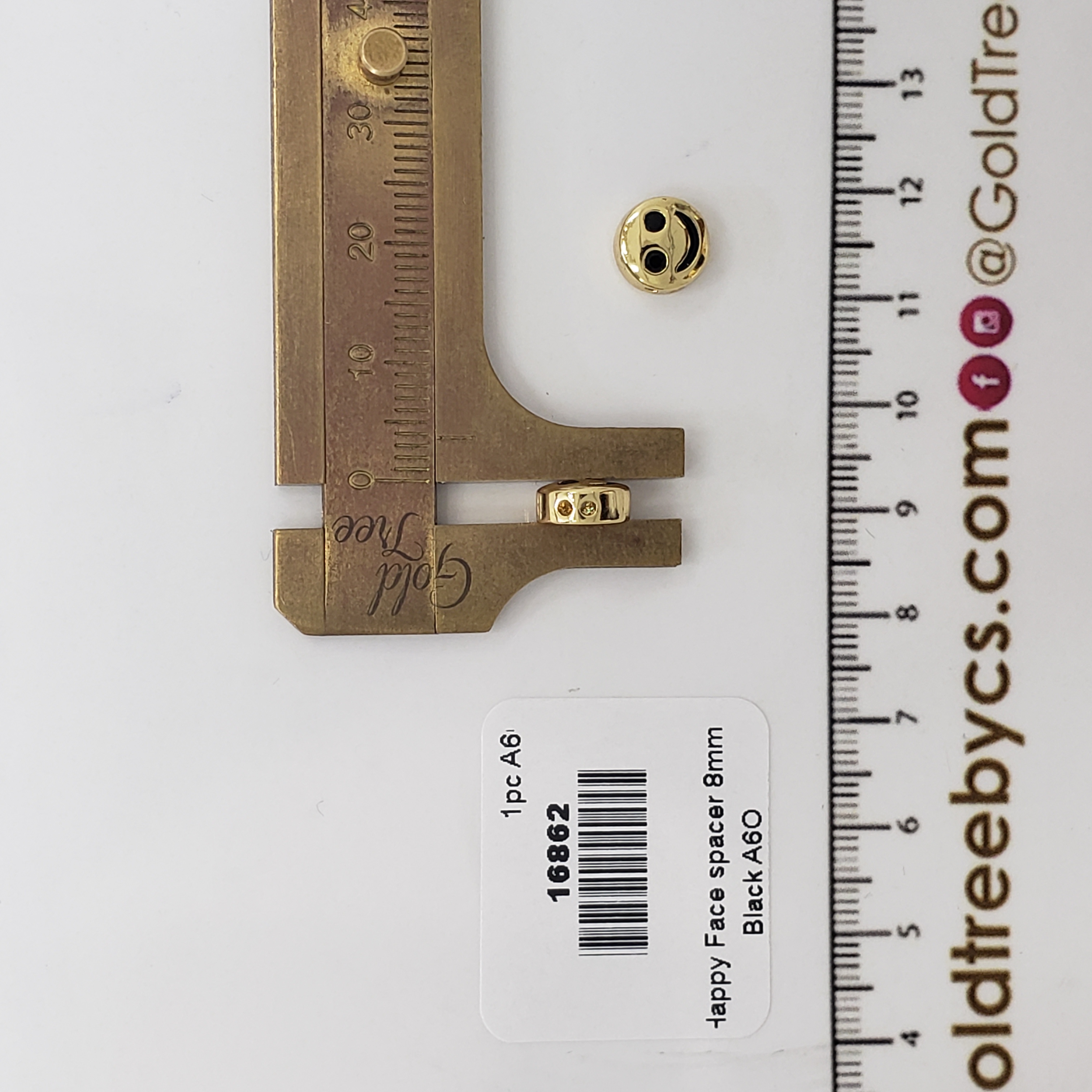 16862 Gold and Black Happy Face Spacer