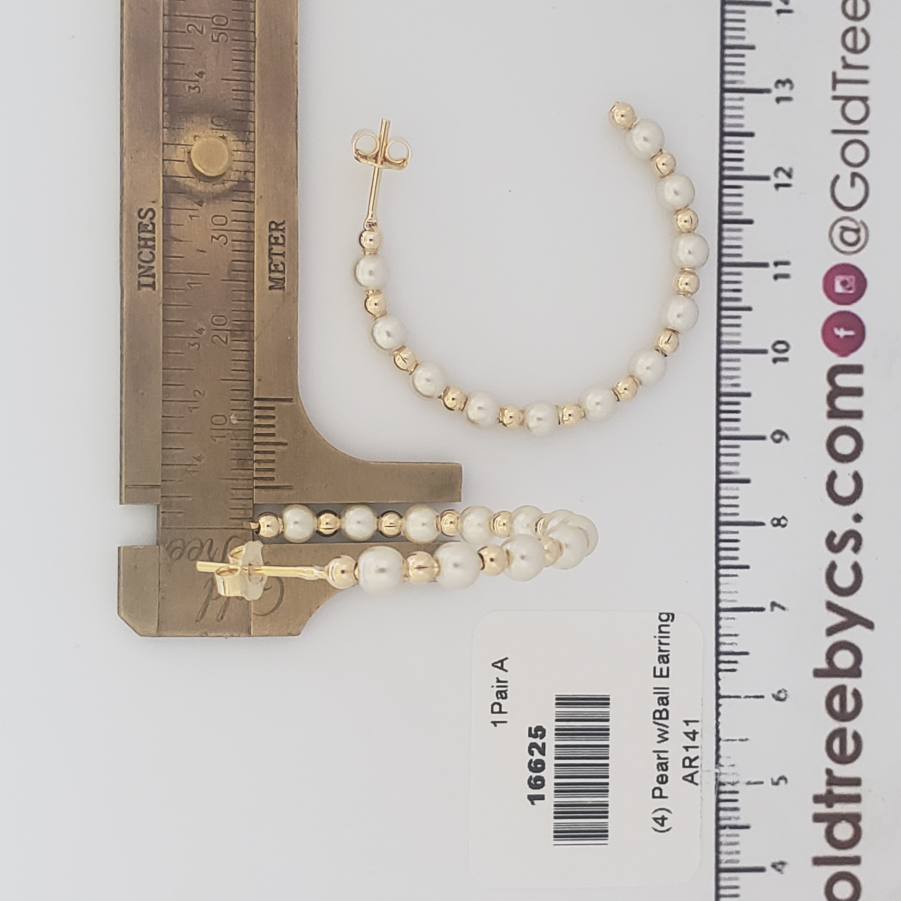 16625 Pearl with Balls Earring