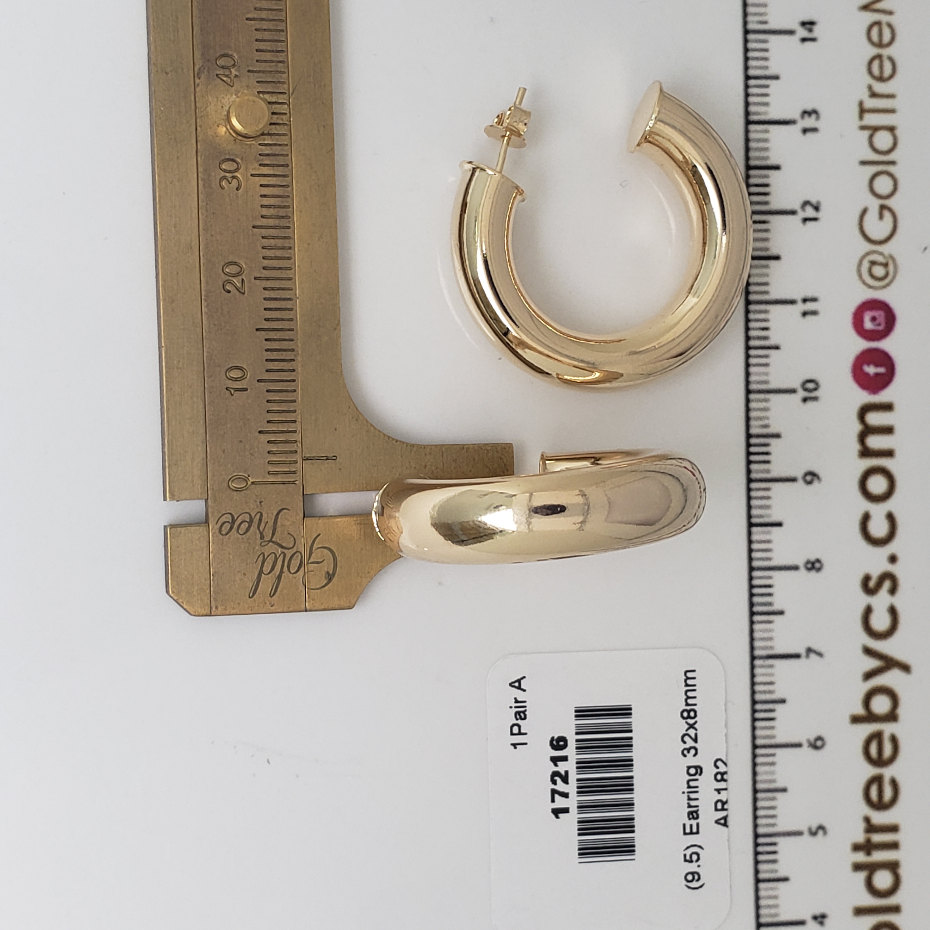 17216 32x8mm Gold Earrings Hoops