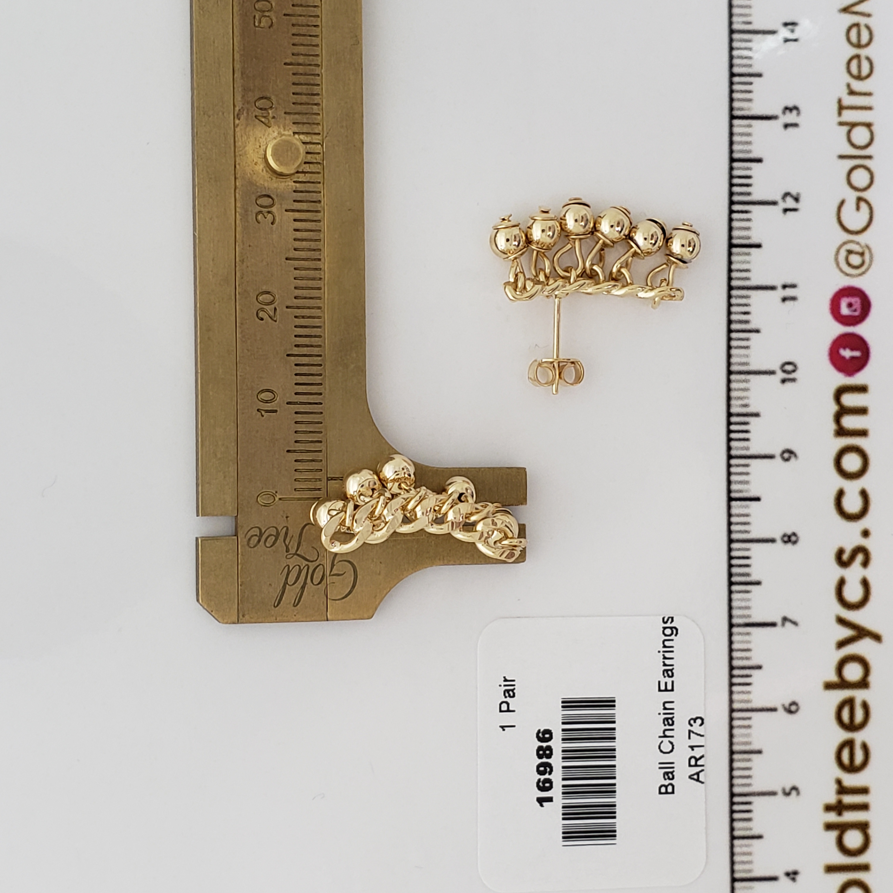 16986 Aretes De Cadena De Bolas