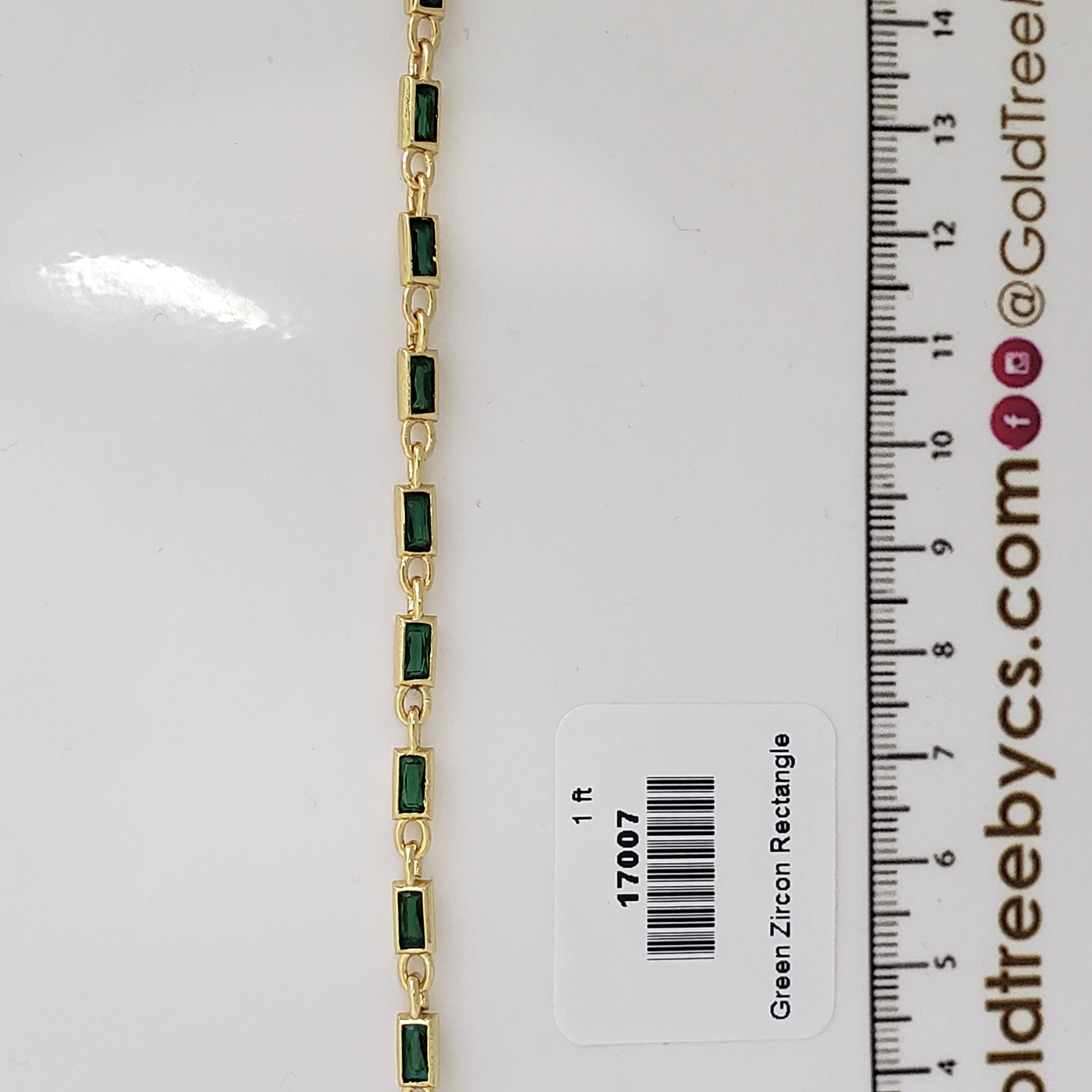 17007 Green Zircon Rectangle Chain Ft