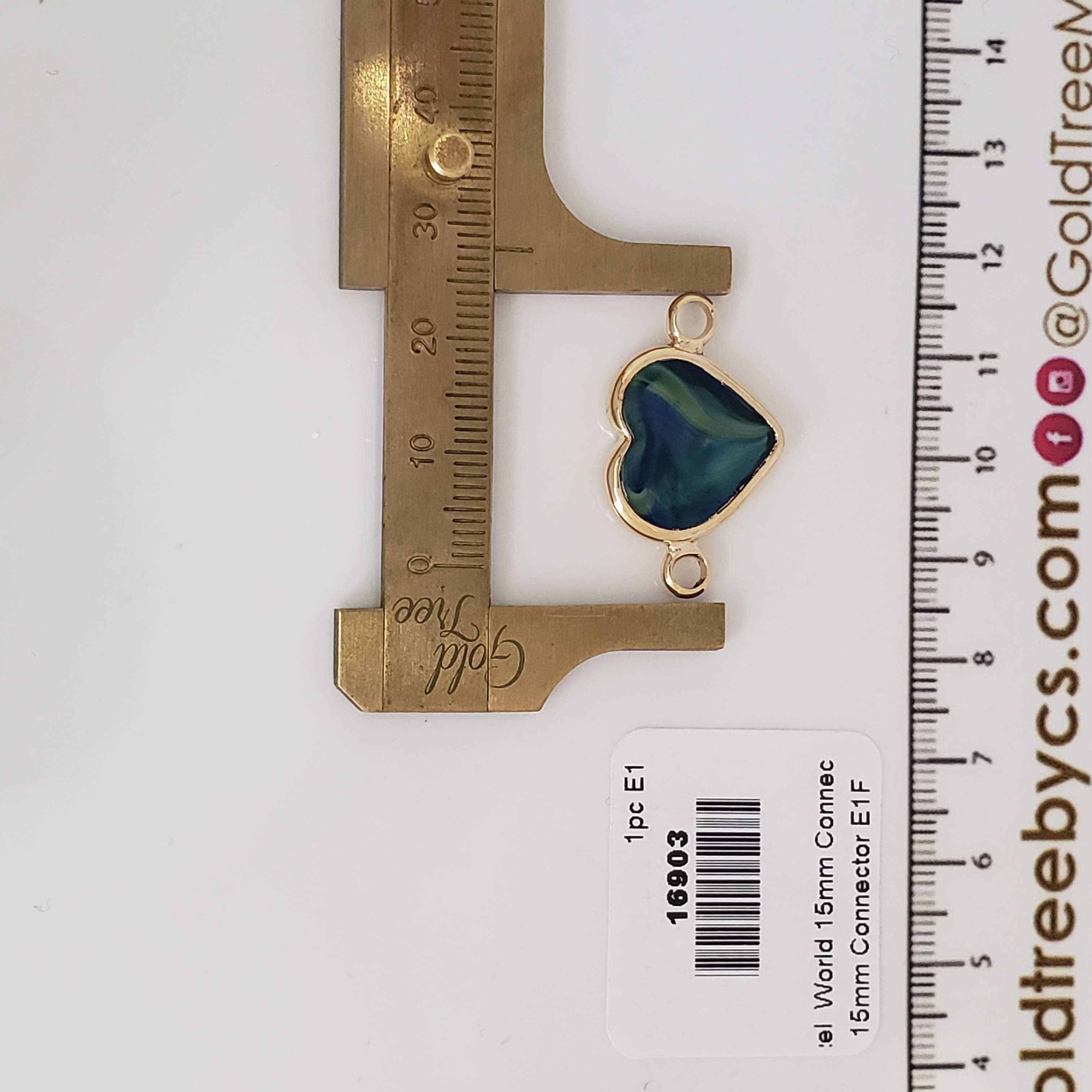 16903 Small Blue World Heart Bizel Connector