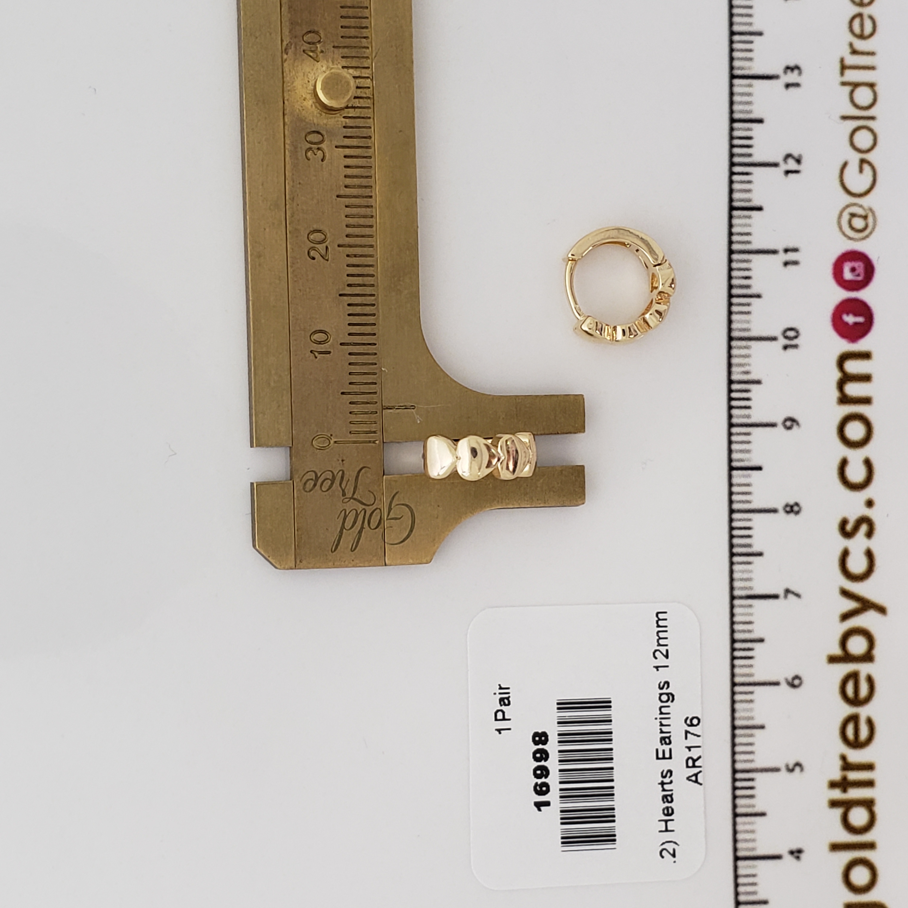 16998 12x4mm Hearts Earrings