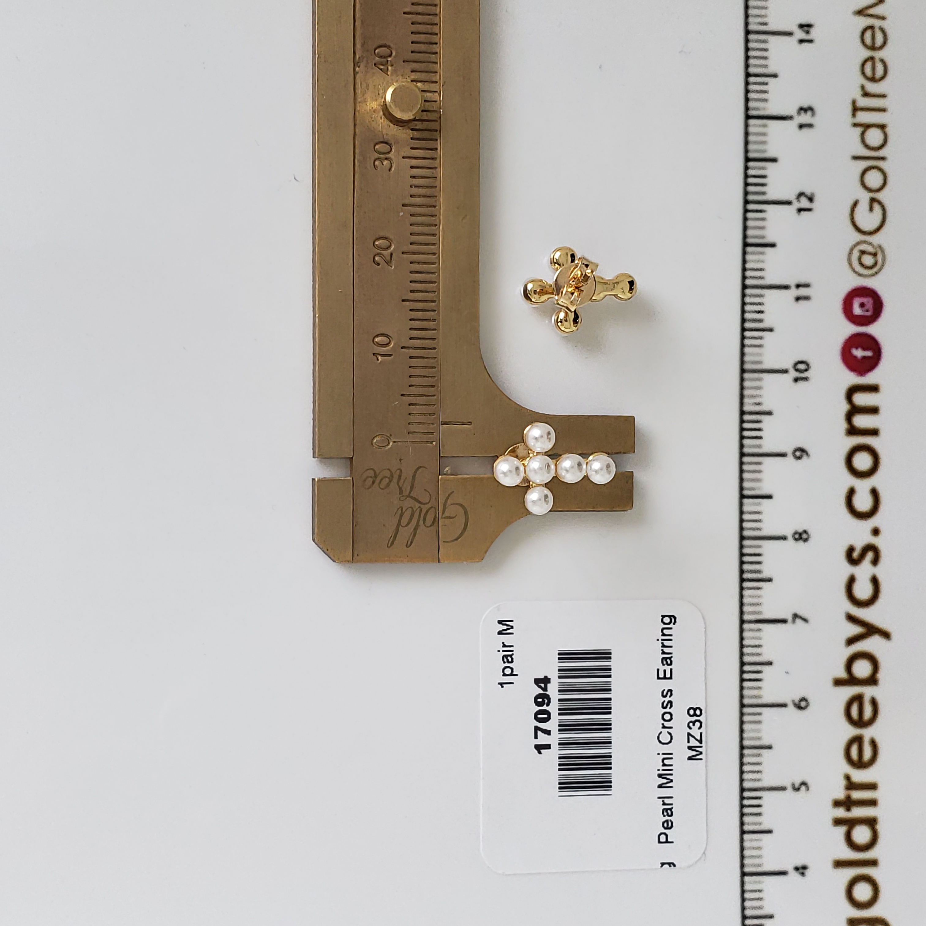 17094 Pearl Mini Cross Earring