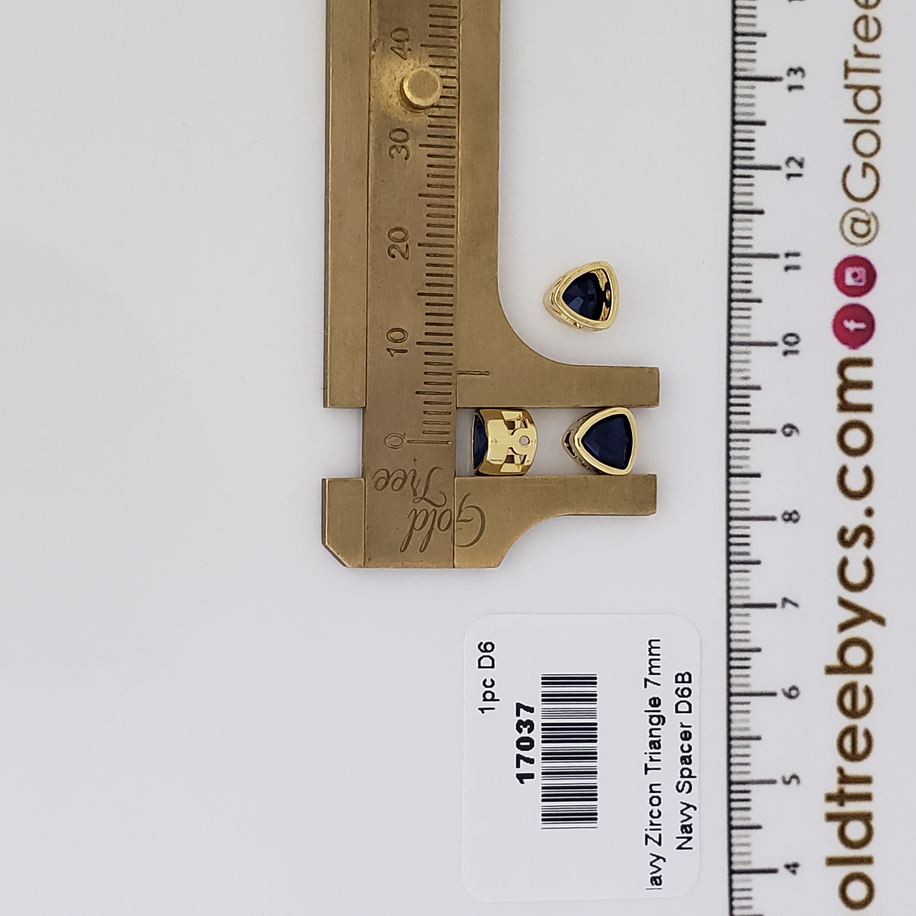 17037 Navy Zircon Triangle Spacer