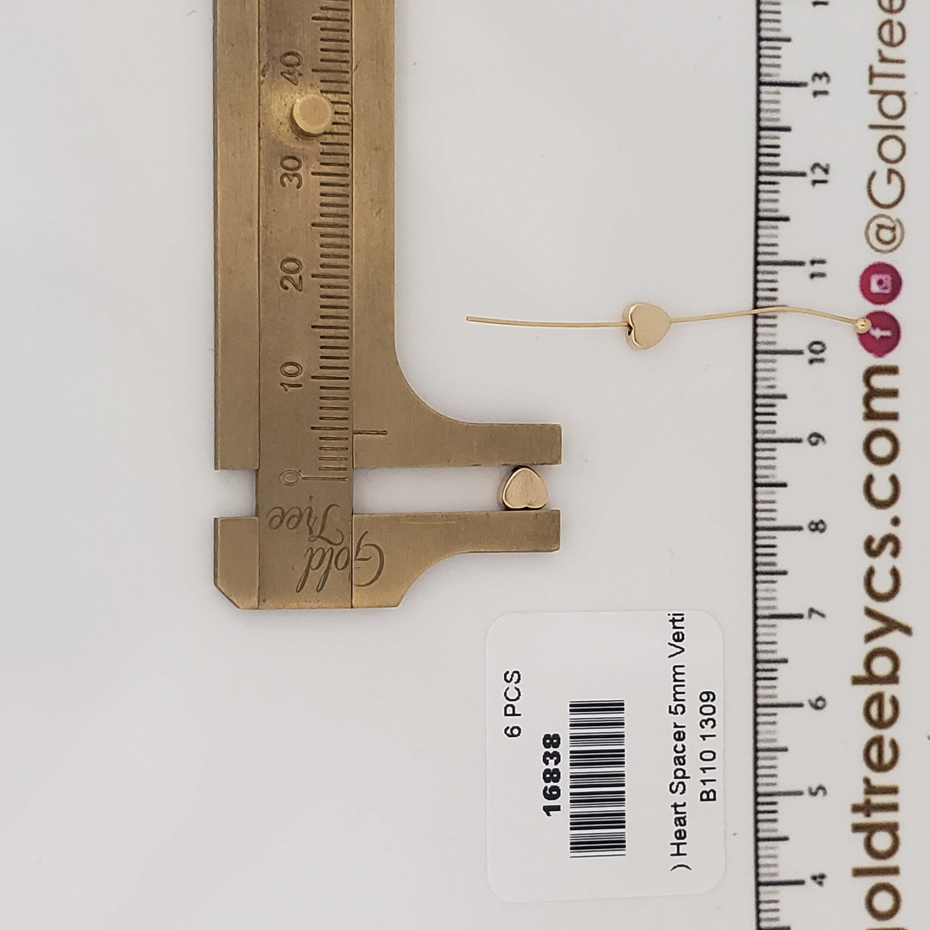 16838 Gold-Plated Heart Spacer