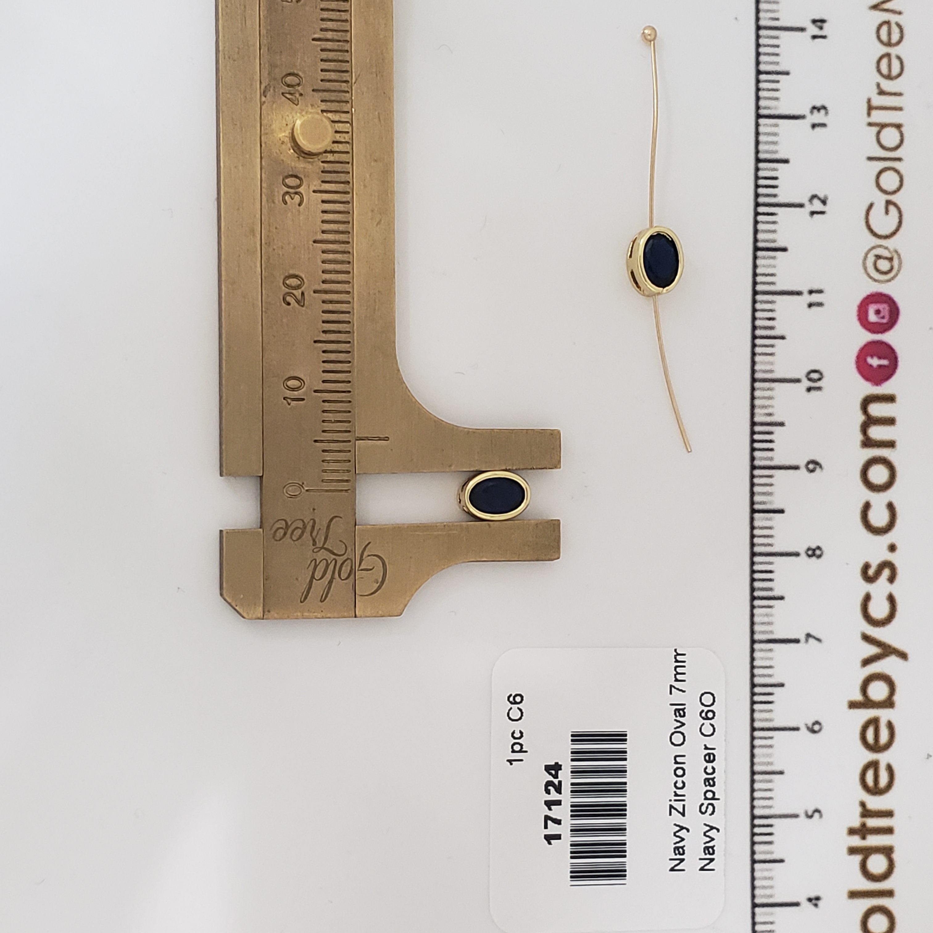 17124 Navy Zircon Oval Spacer