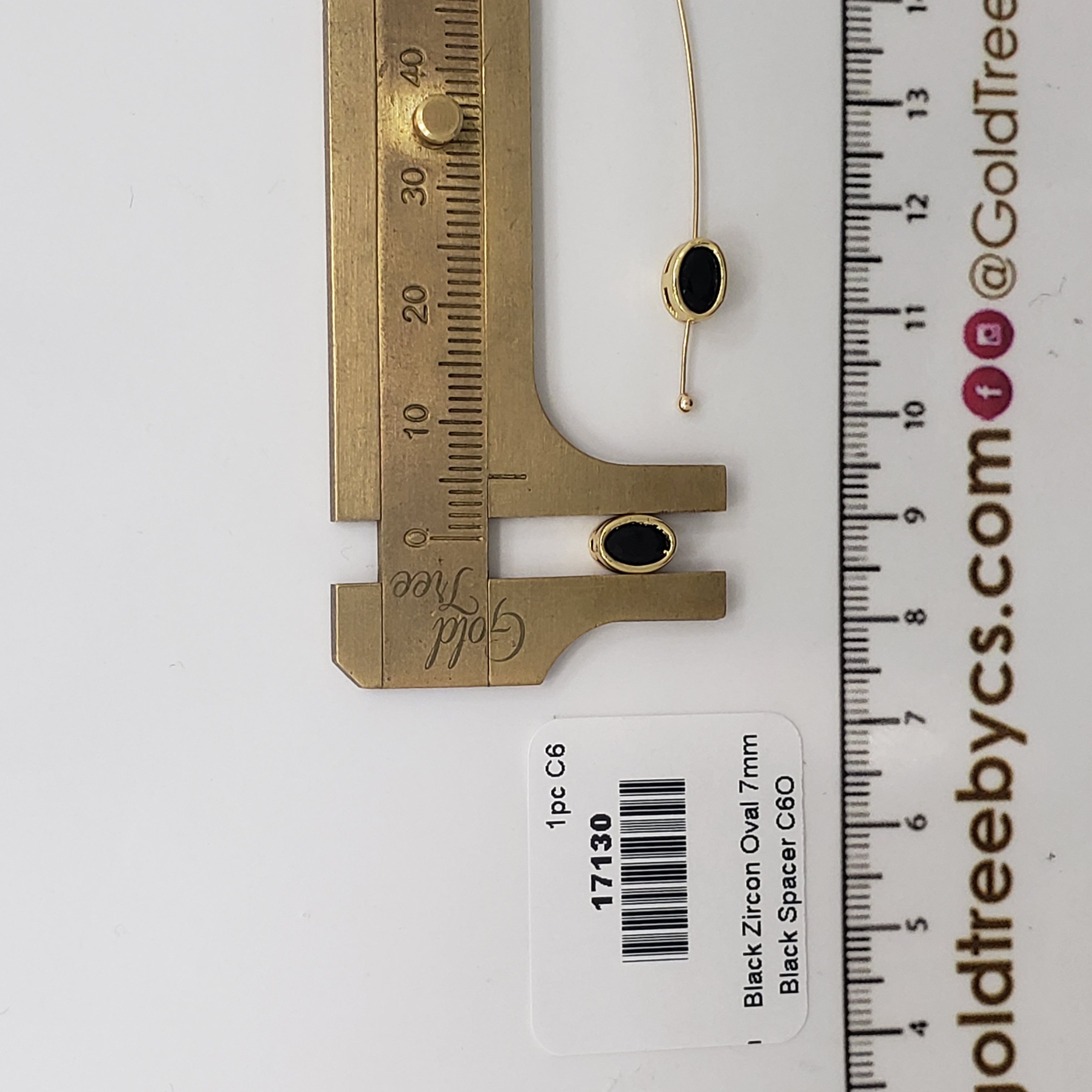 17130 Black Zircon Oval Spacer