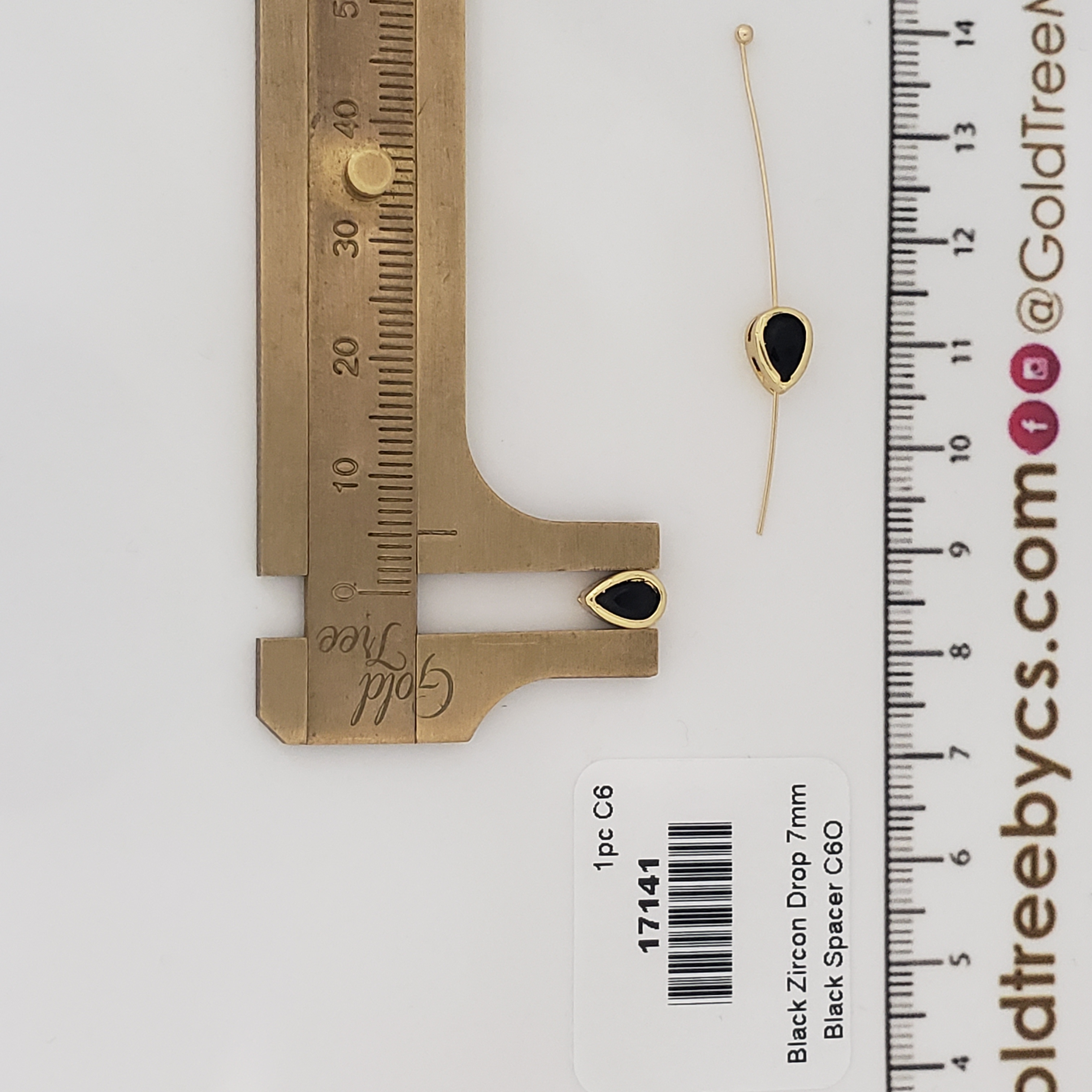 17141 Small Black Zircon Drop Spacer