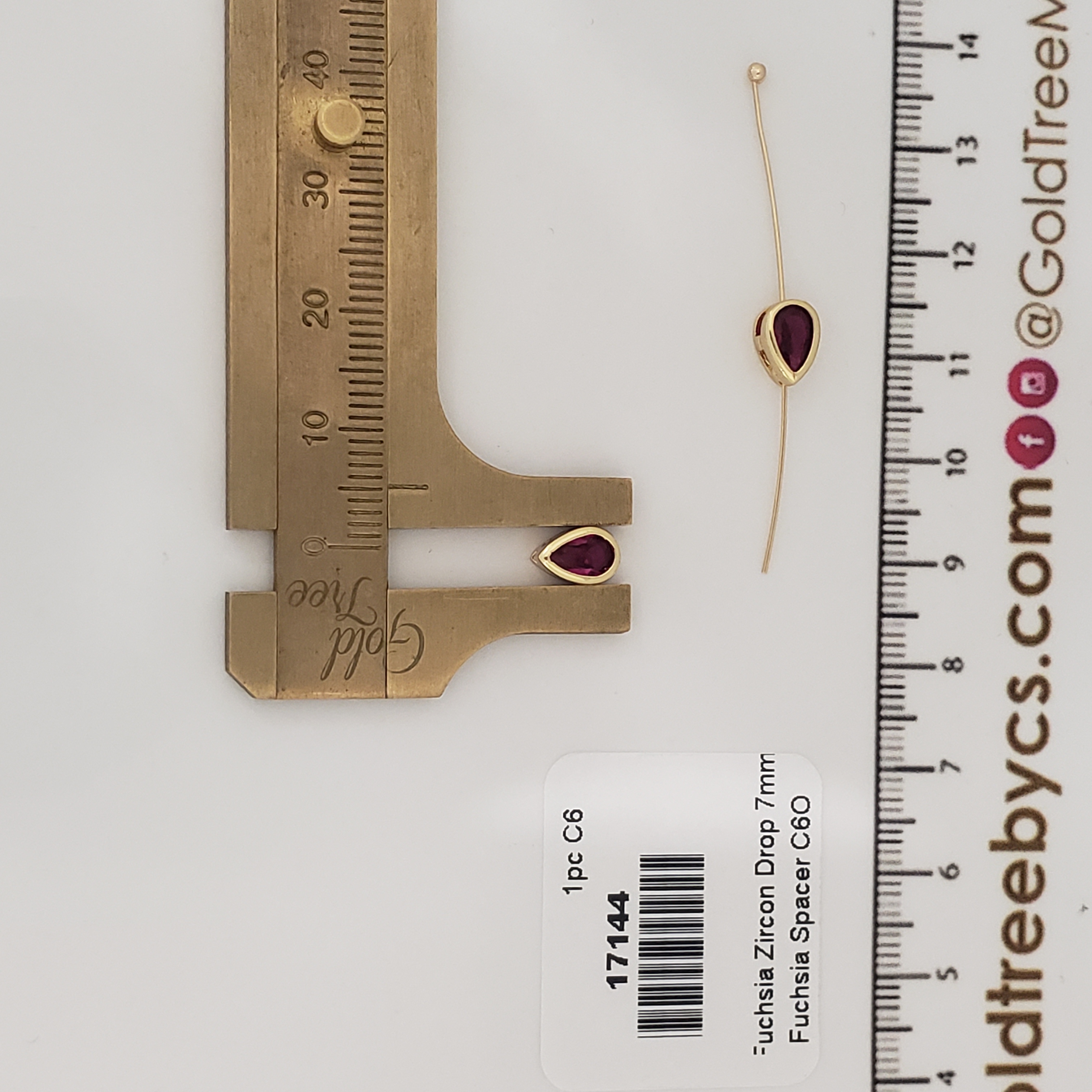 17144 Fuchsia Zircon Drop Spacer