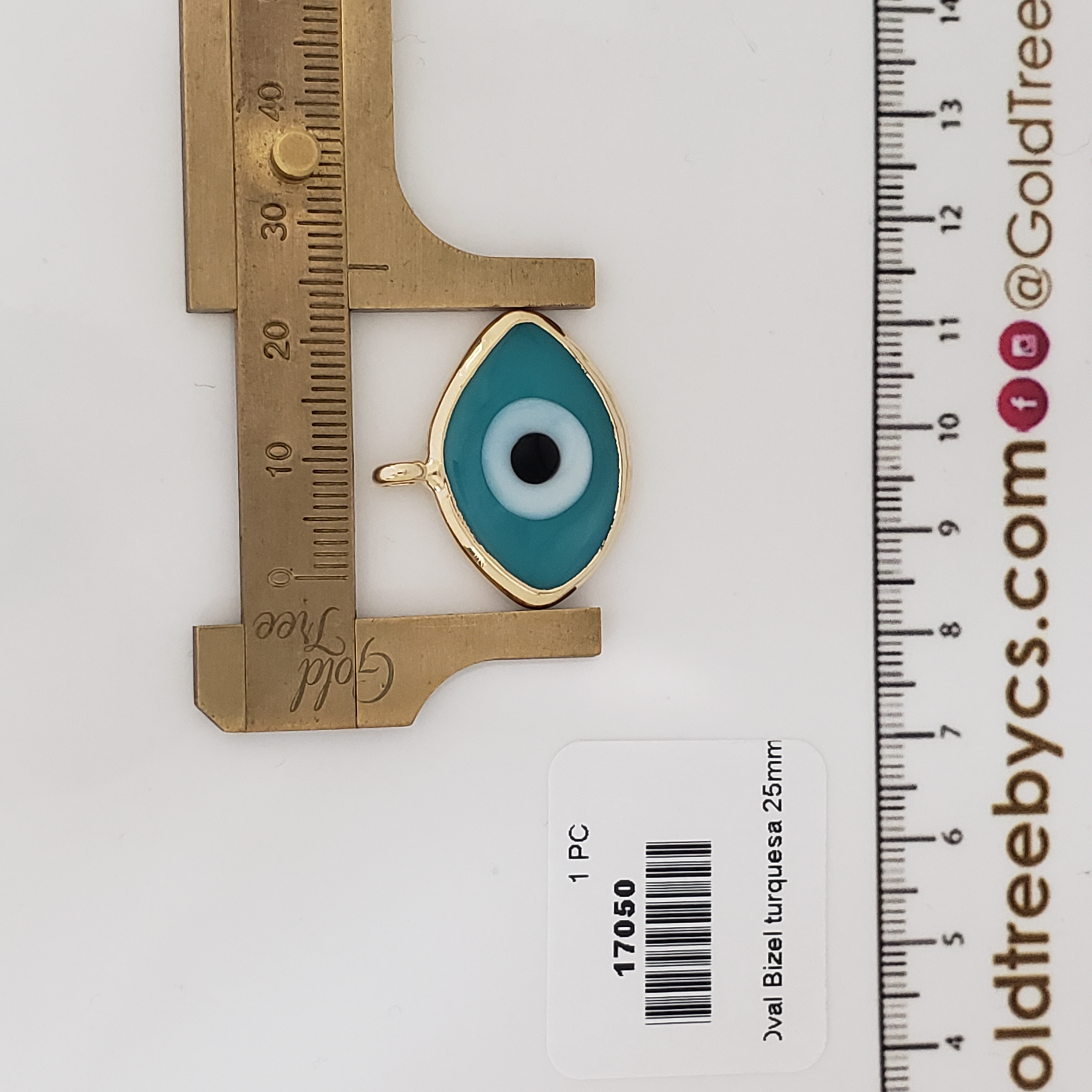 17050 Dije Bizel Ovalado Ojo Turquesa