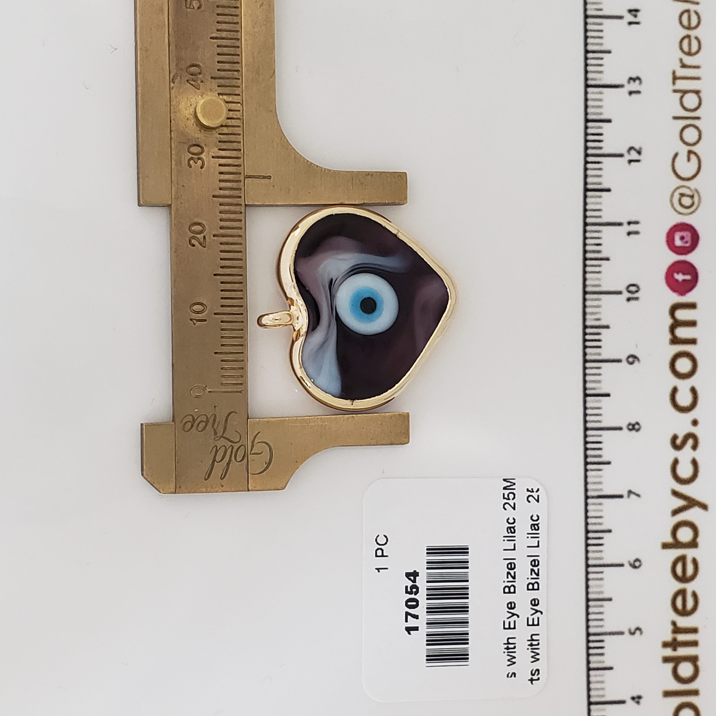 17054 Lilac Heart with Eye Bizel Charm