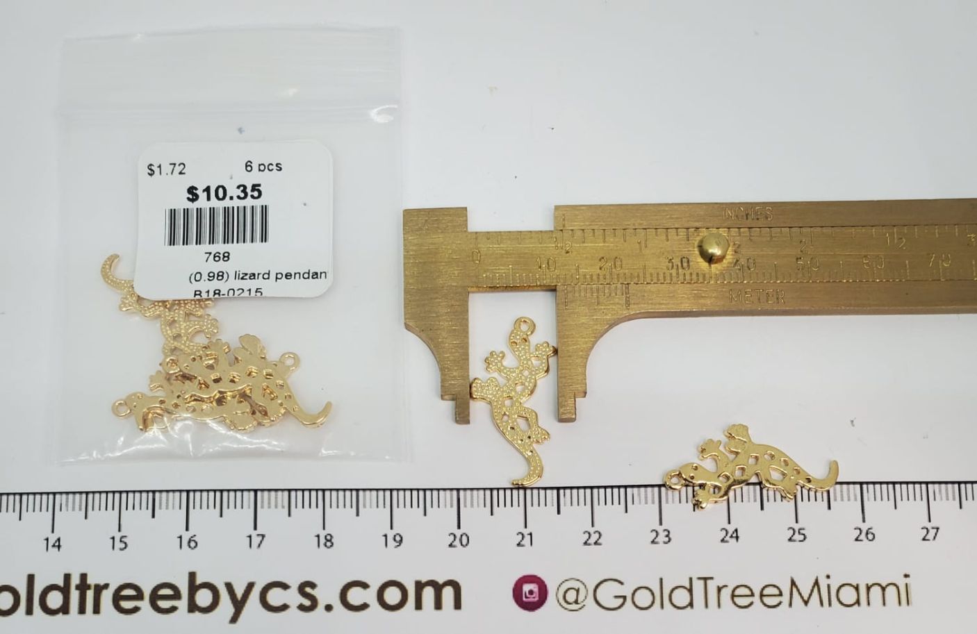 768 Gold Lizard Pendant