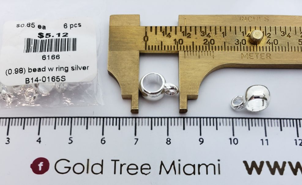 6166 Silver Bead with Ring Spacer