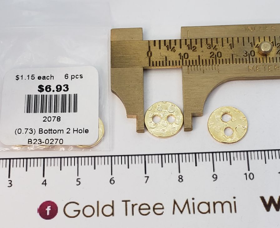 2078 Gold-Plated Button Two Hole Pendant