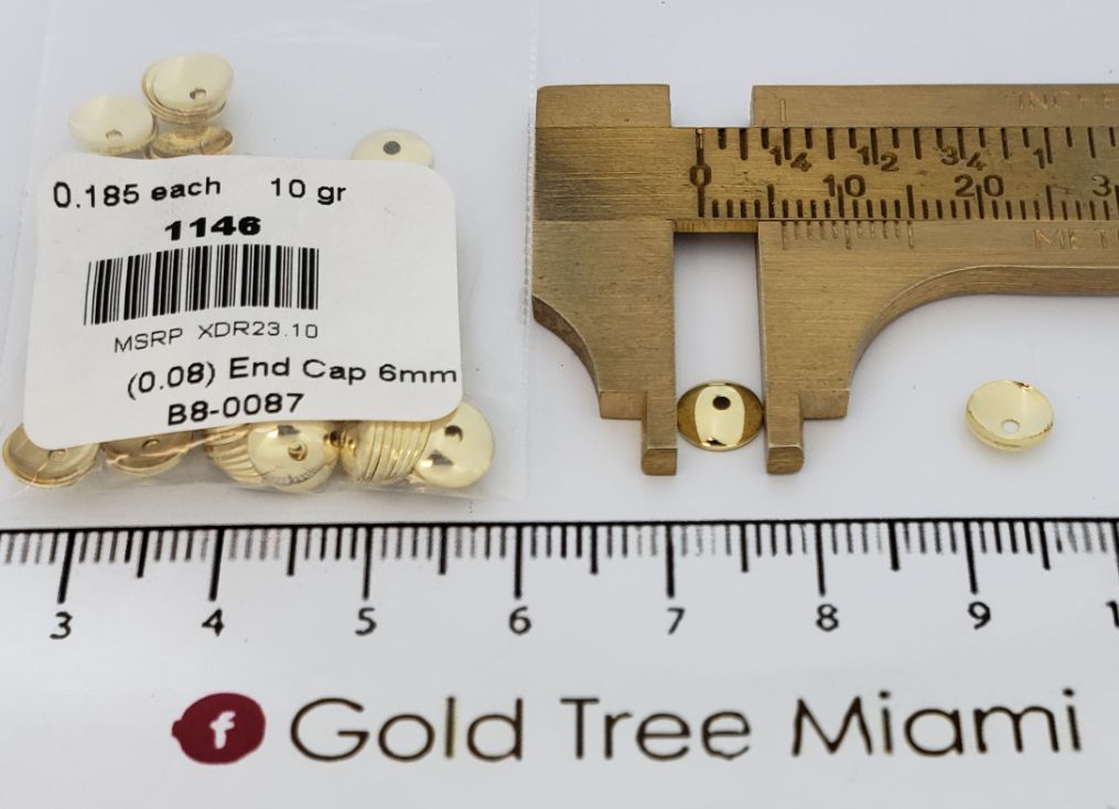 1146 6mm Gold Round End Cap 