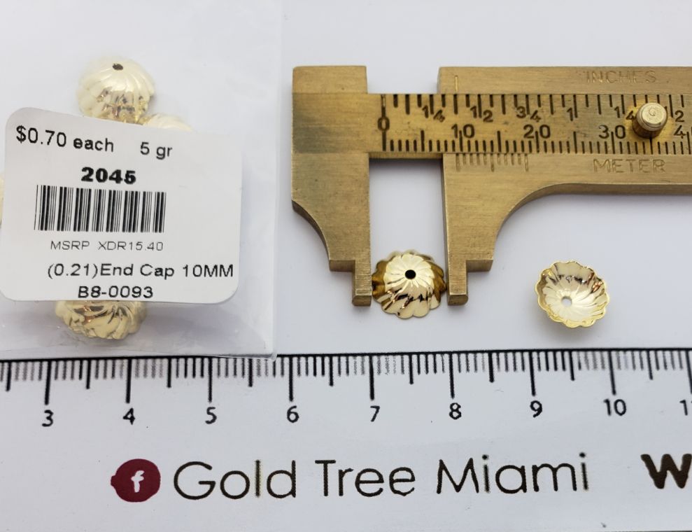 2045 10mm Gold Flower End Cap