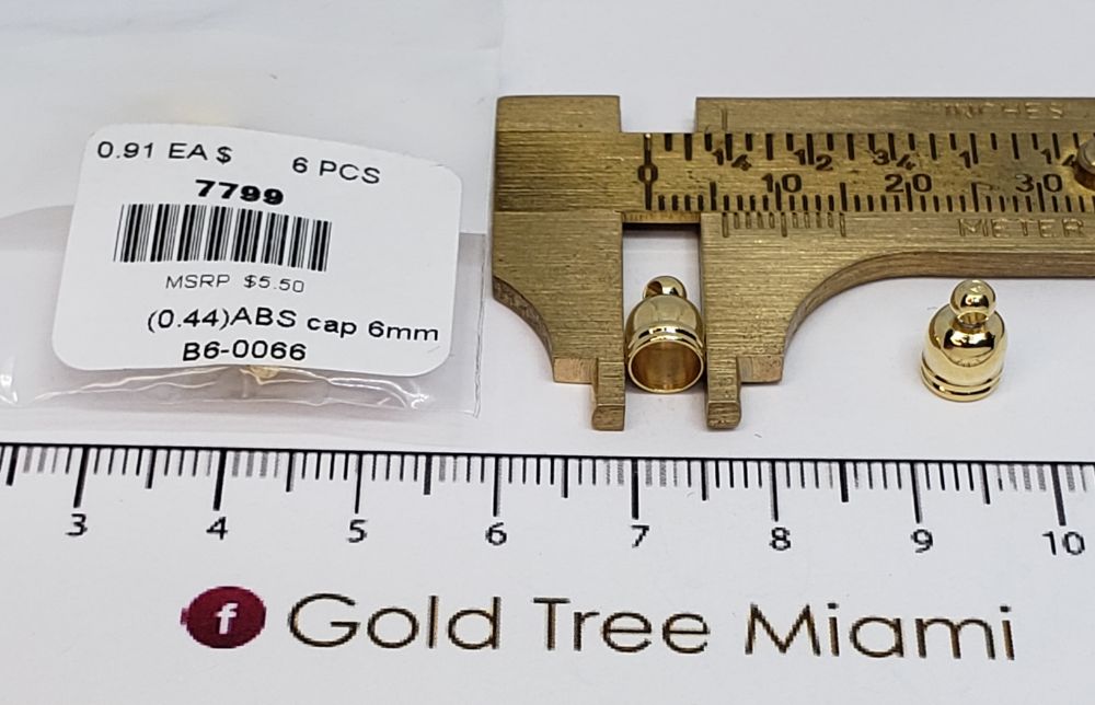 7799 6mm Gold Dome End Cap