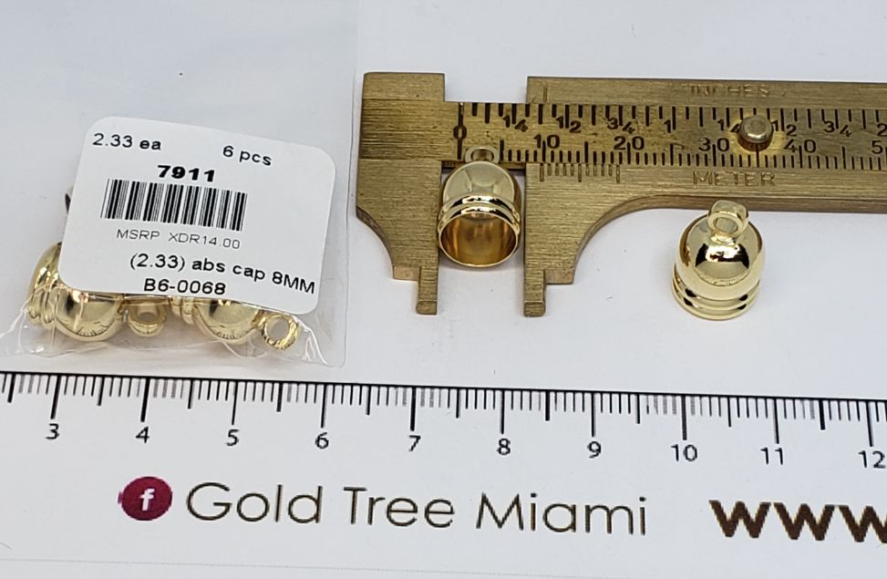 7911 8mm Gold Dome End Cap