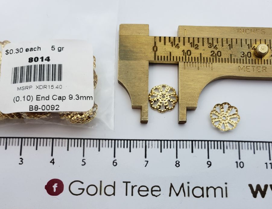 8014 Casquillo de Flor Dorado de 9.3mm